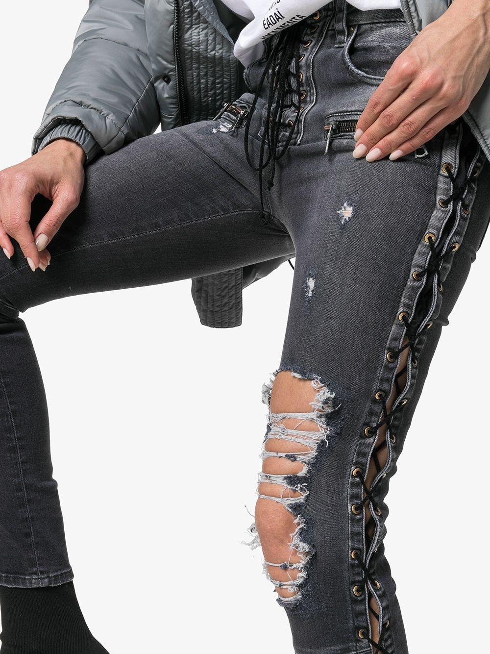 Skinny stonewash ripped skinny jeans - 5