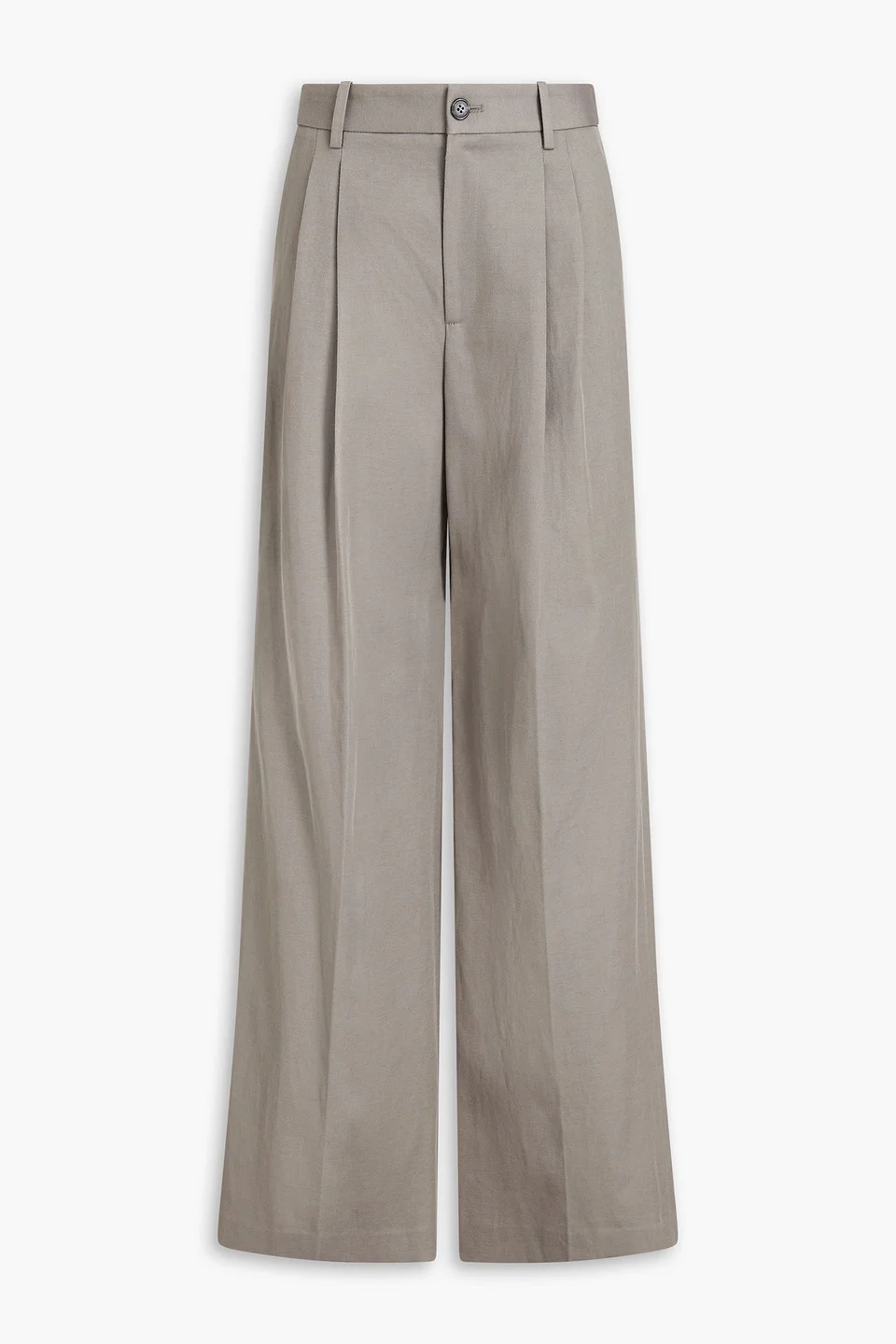 Flavie cotton and linen-blend twill wide-leg pants - 1