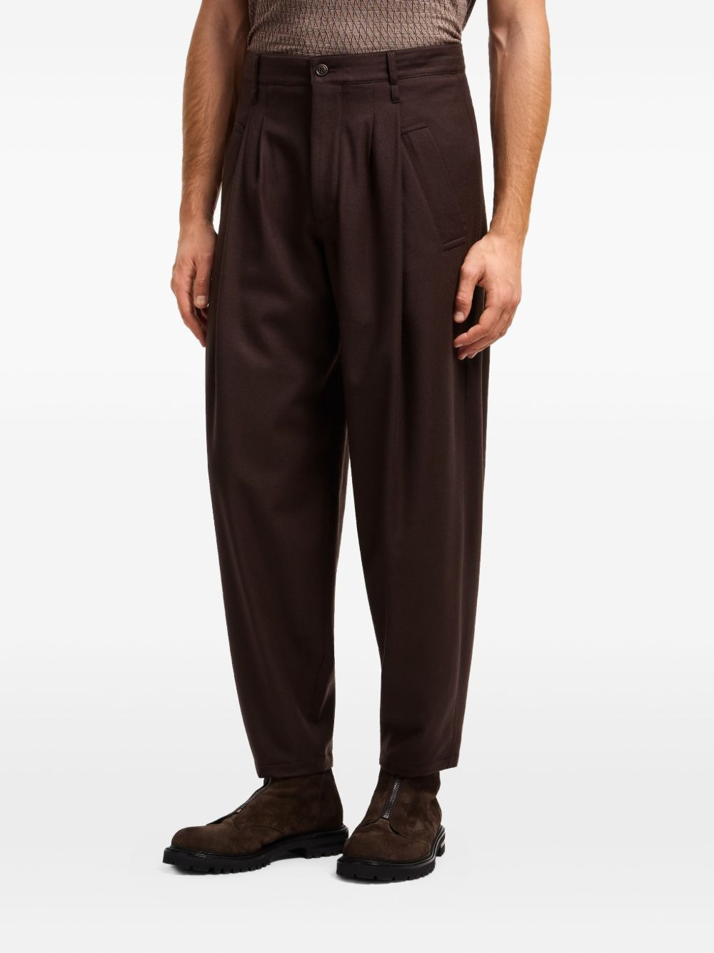 PLEATED-FRONT WOOL TROUSERS - 3