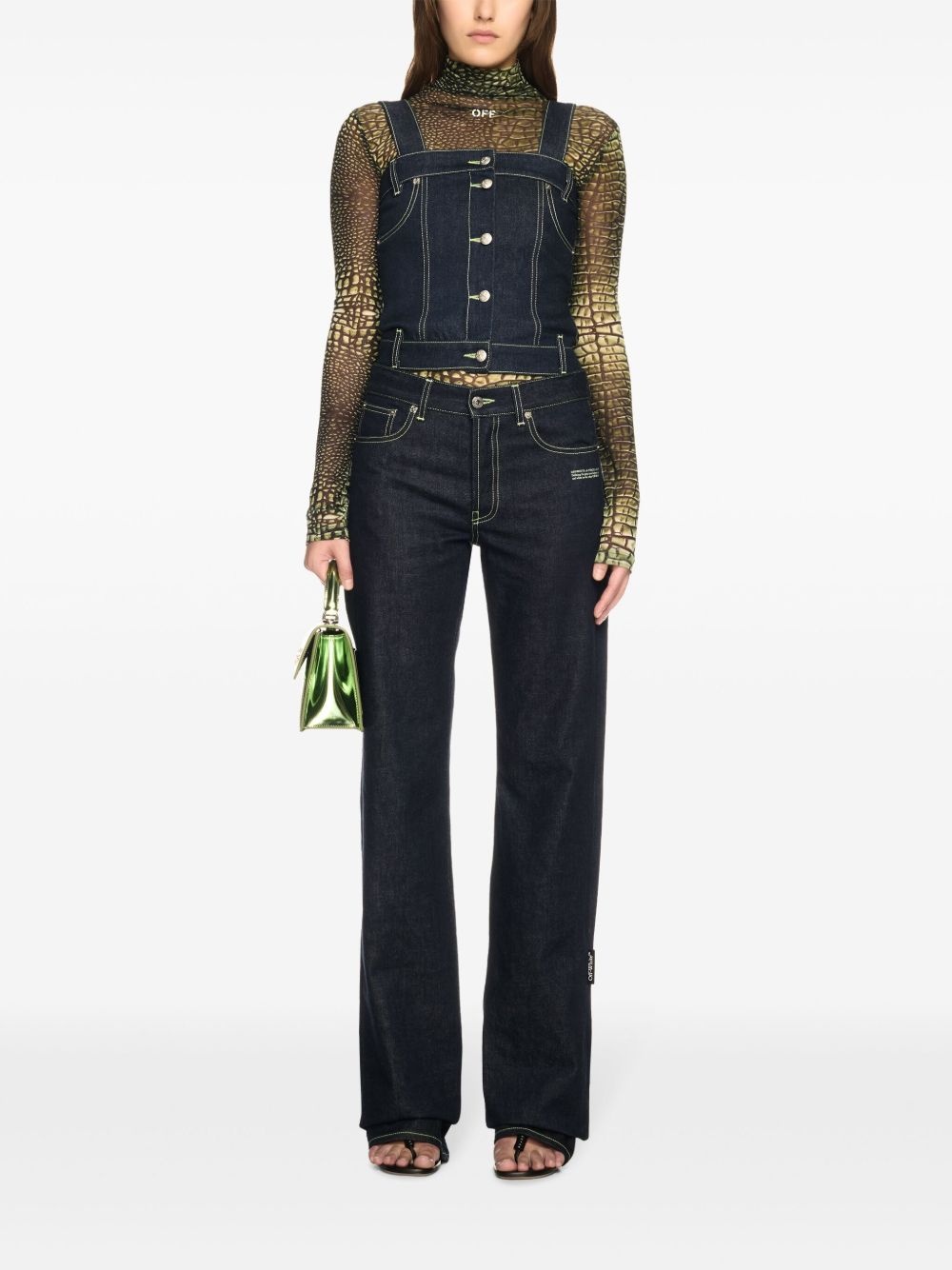 corset-style denim top - 2