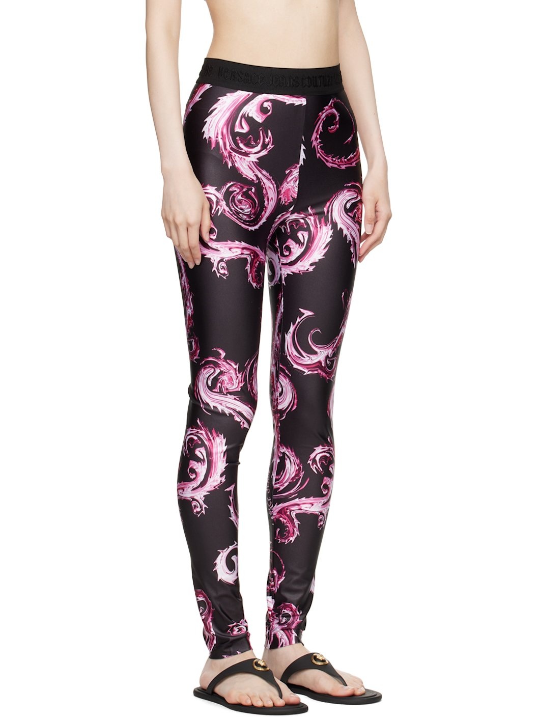 Black & Pink Chromo Couture Leggings - 2