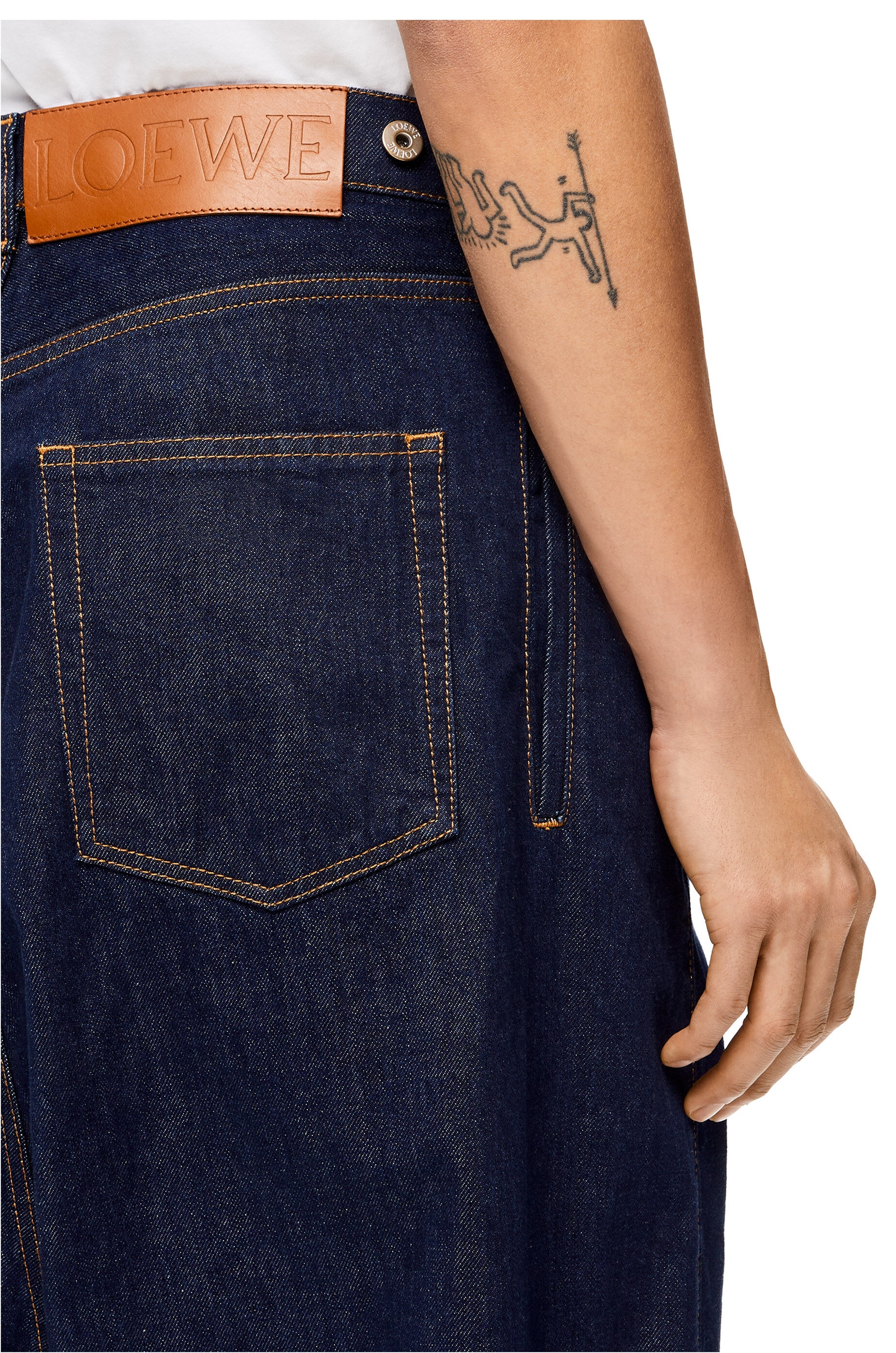 Cropped low crotch jeans in cotton - 5