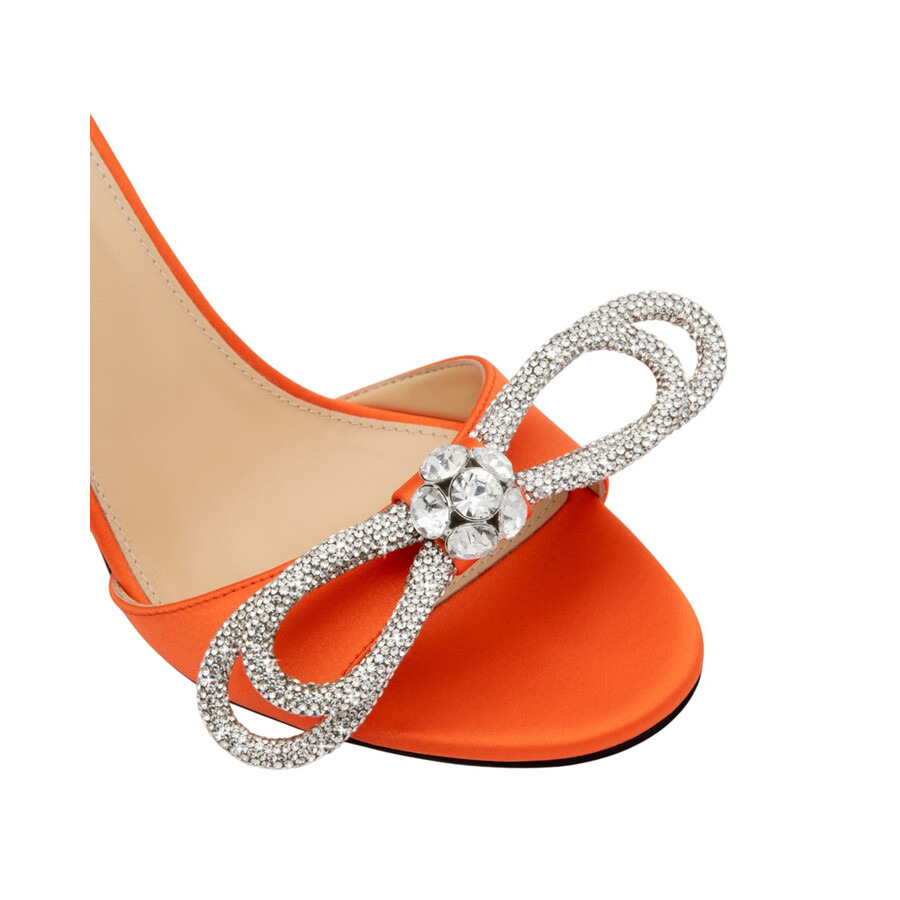 Mach & Mach Crystal-Embellished Bow 95mm Satin Mules - 4