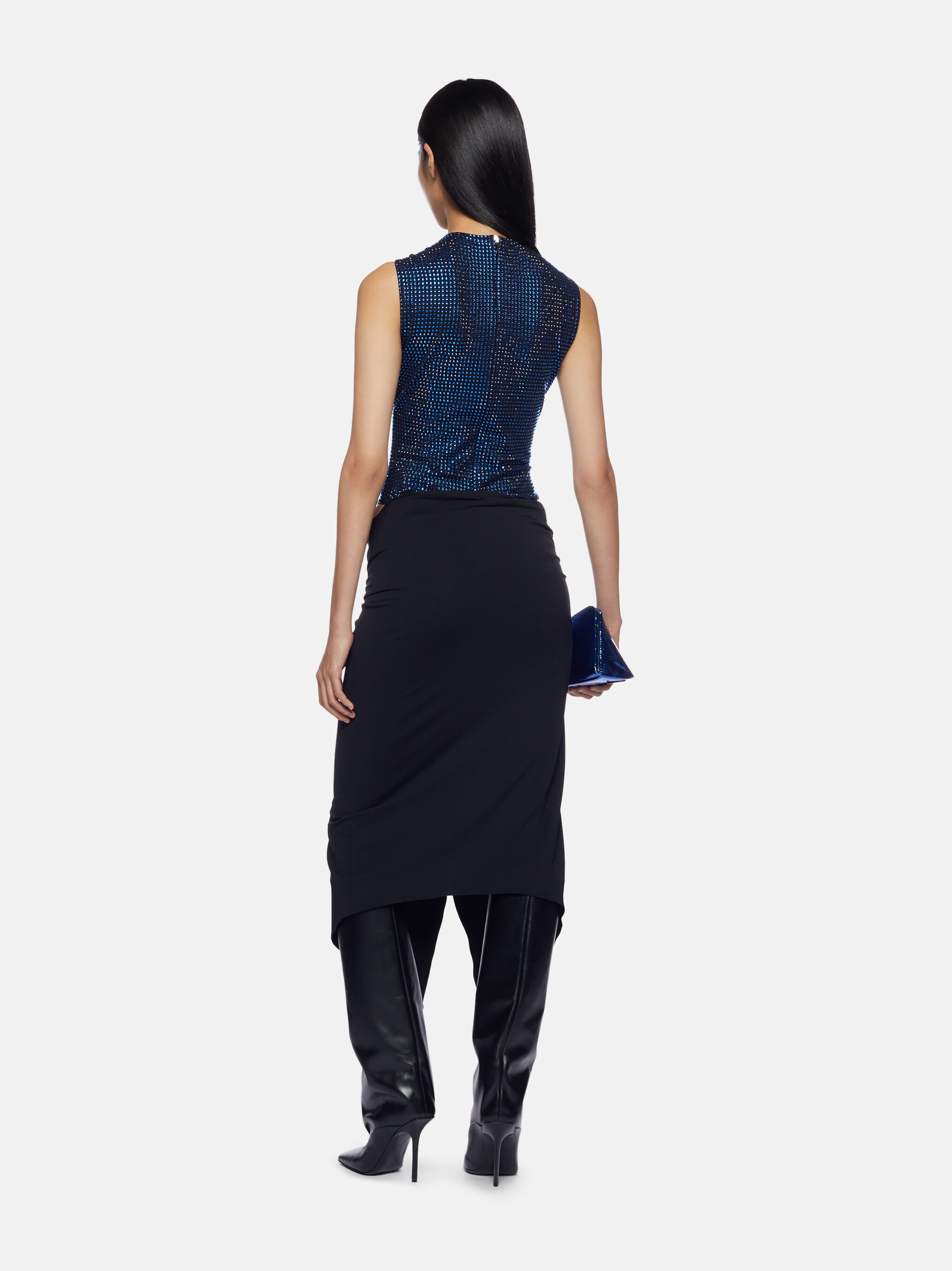 ''MIRNA'' BLUE AND BLACK MIDI DRESS - 3