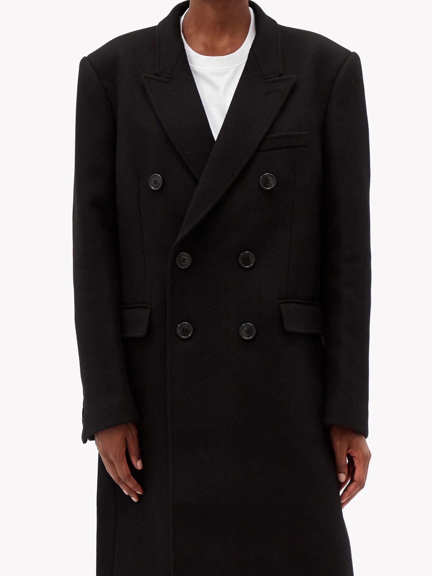 Double-breasted wool-blend coat - 6