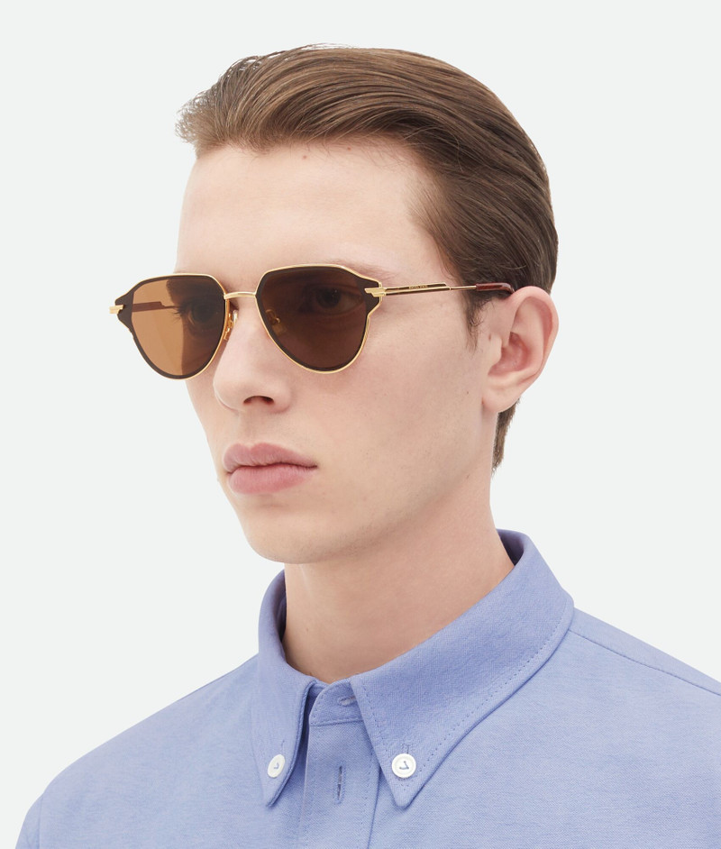 Bottega Veneta Glaze Metal Aviator Sunglasses outlook