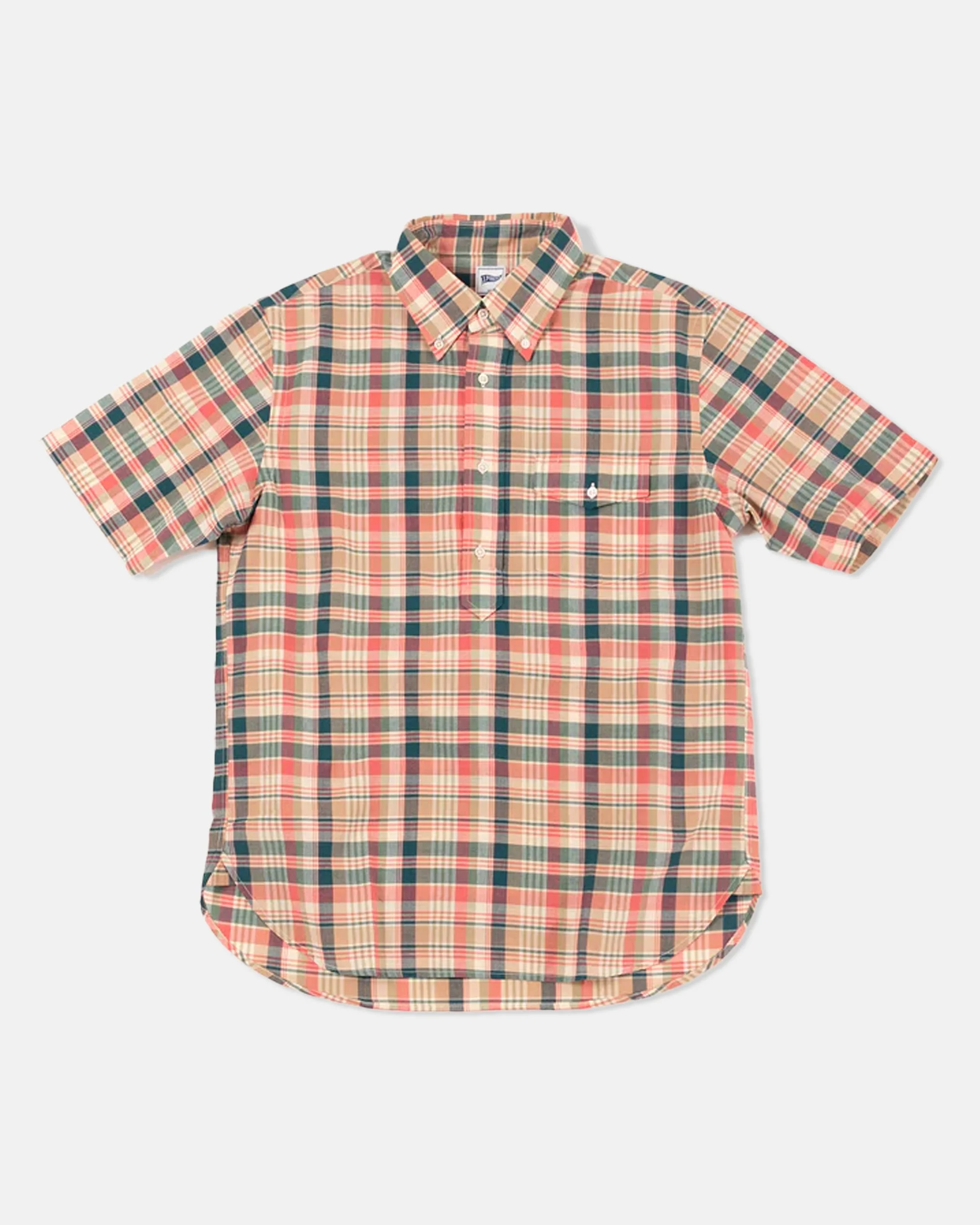 TRIM FIT SHORT SLEEVE MADRAS POPOVER SHIRT - 1