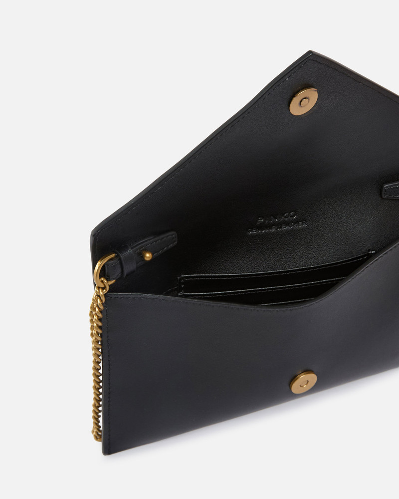 SMALL SMOOTH LEATHER ENVELOPE CLUTCH BAG WITH LOVE BIRDS LOGO 4