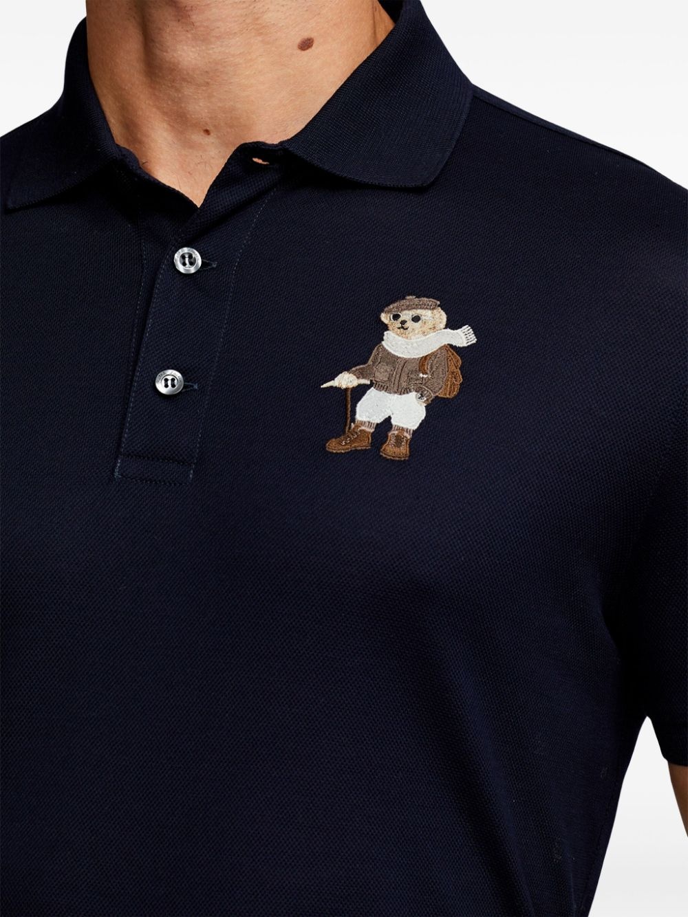 Teddy Bear-embroidered cotton polo shirt - 6