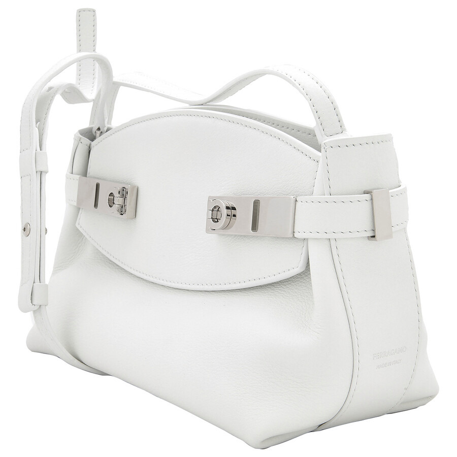 Ferragamo Desconstructed Hug Soft Crossbody Bag (XS) in White - 4