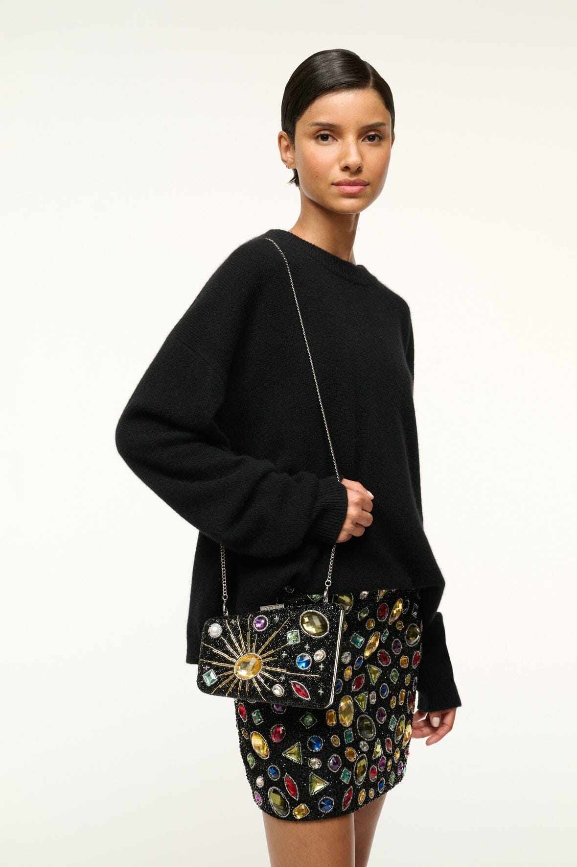 STAUD CARMELLA BEADED CLUTCH BLACK CELESTIAL - 4