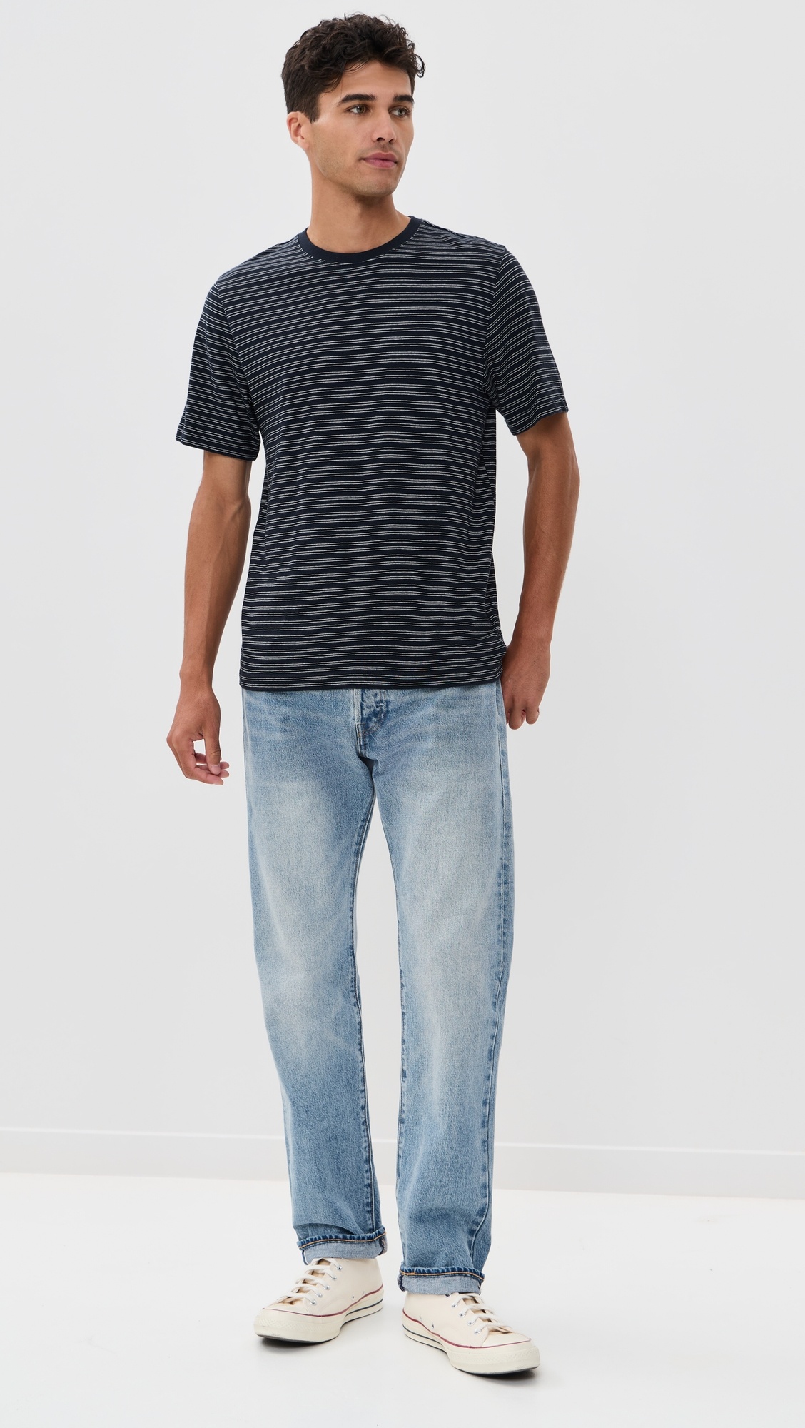 Stripe Loose Knit Crew Tee - 4