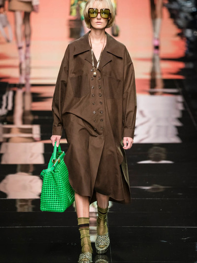 FENDI Double-breasted belted cotton trench coat outlook