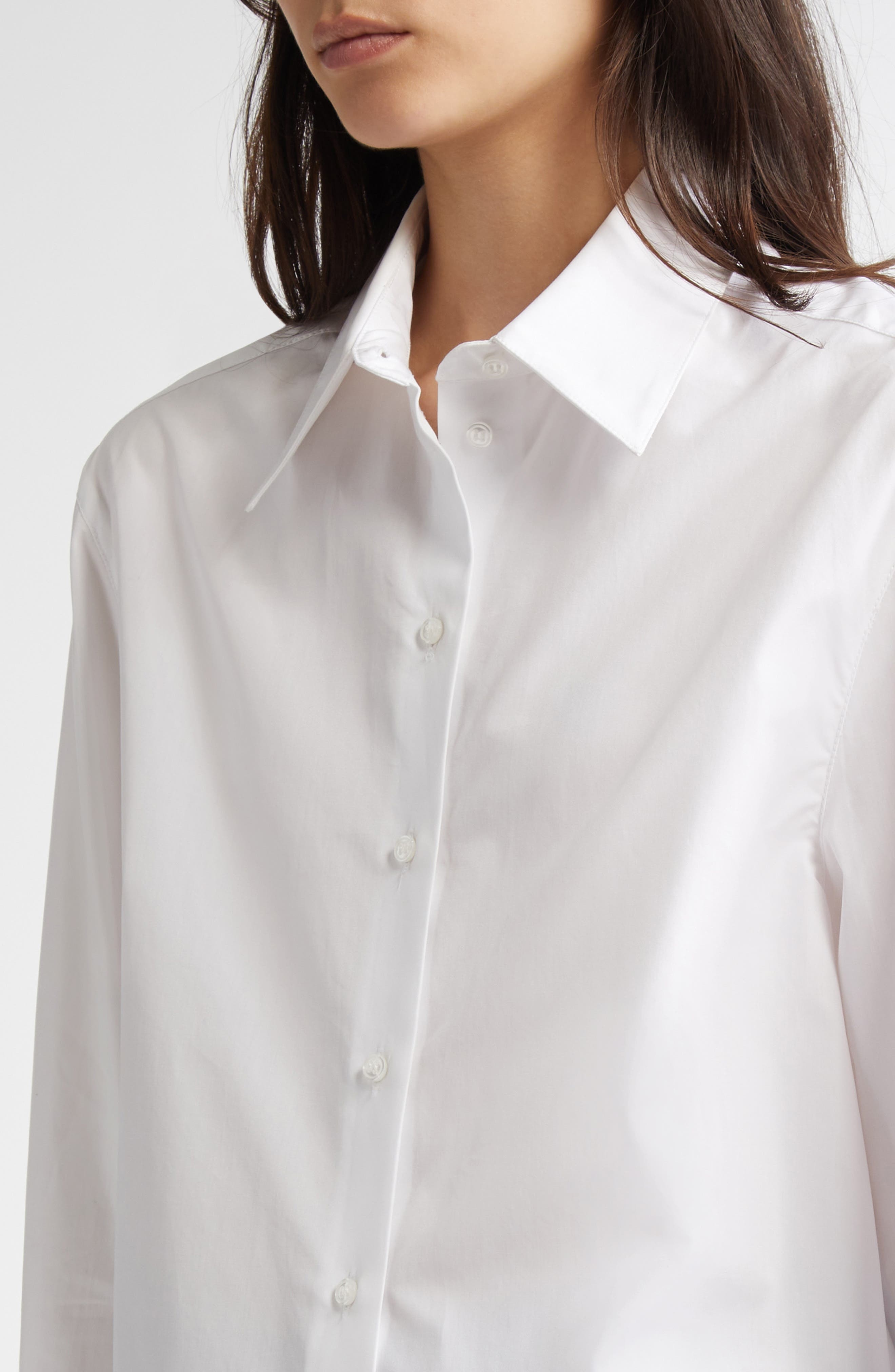 LOULOU DE SAISON Alim Cotton Poplin Button-Up Shirt in White at Nordstrom - 5