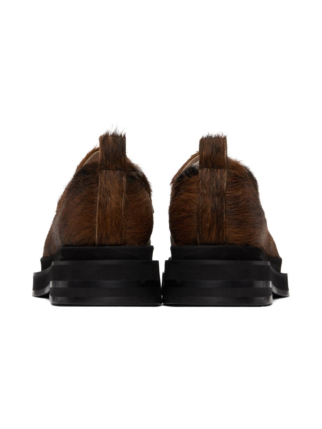 Brown Heart Toe Platform Loafers - 2