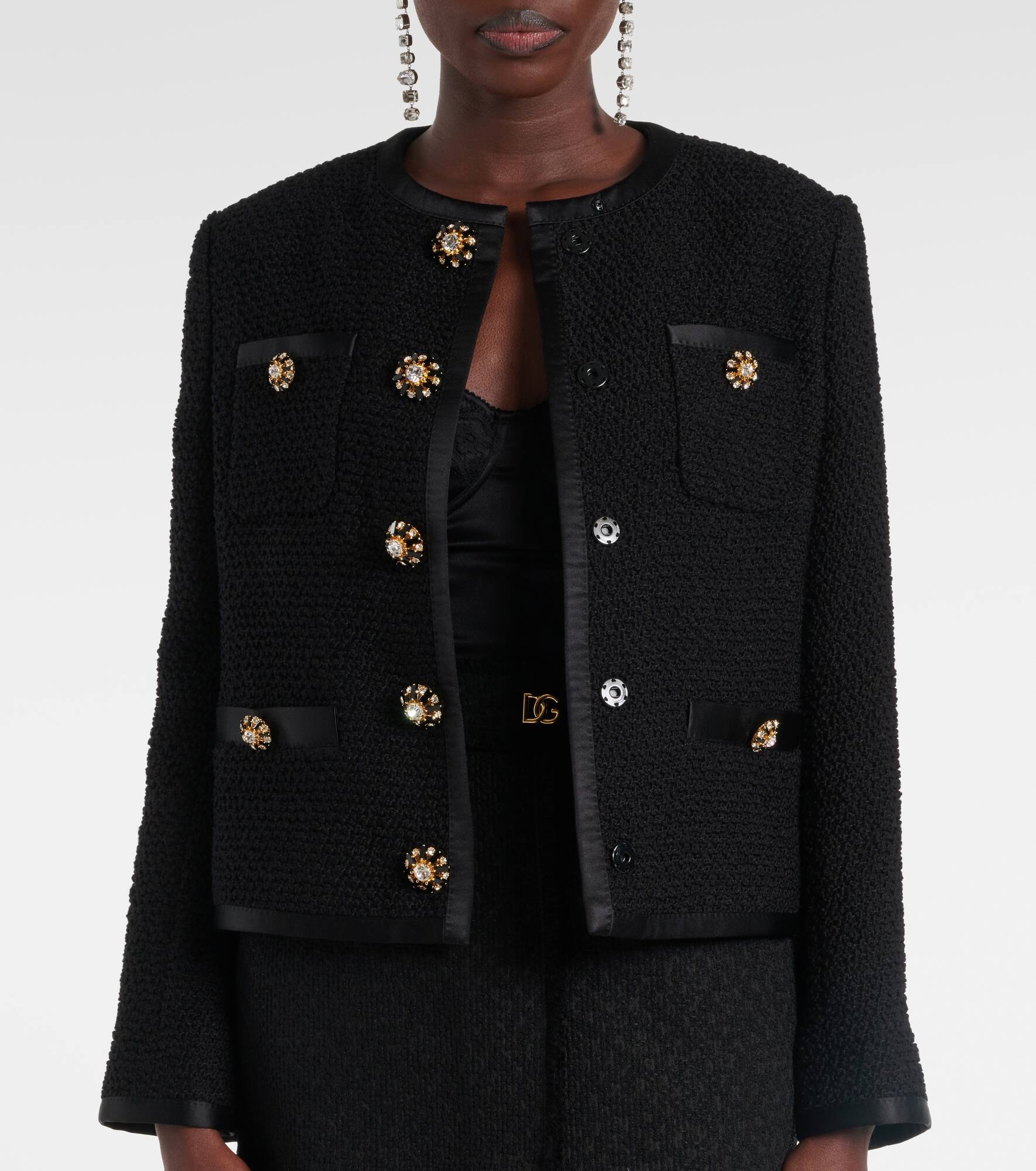 Wool and silk-blend tweed jacket - 6
