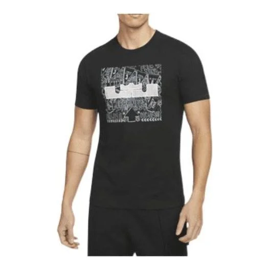 Nike Lebron Pattern Printing Knit Casual Short Sleeve Black DQ1884-010 - 1
