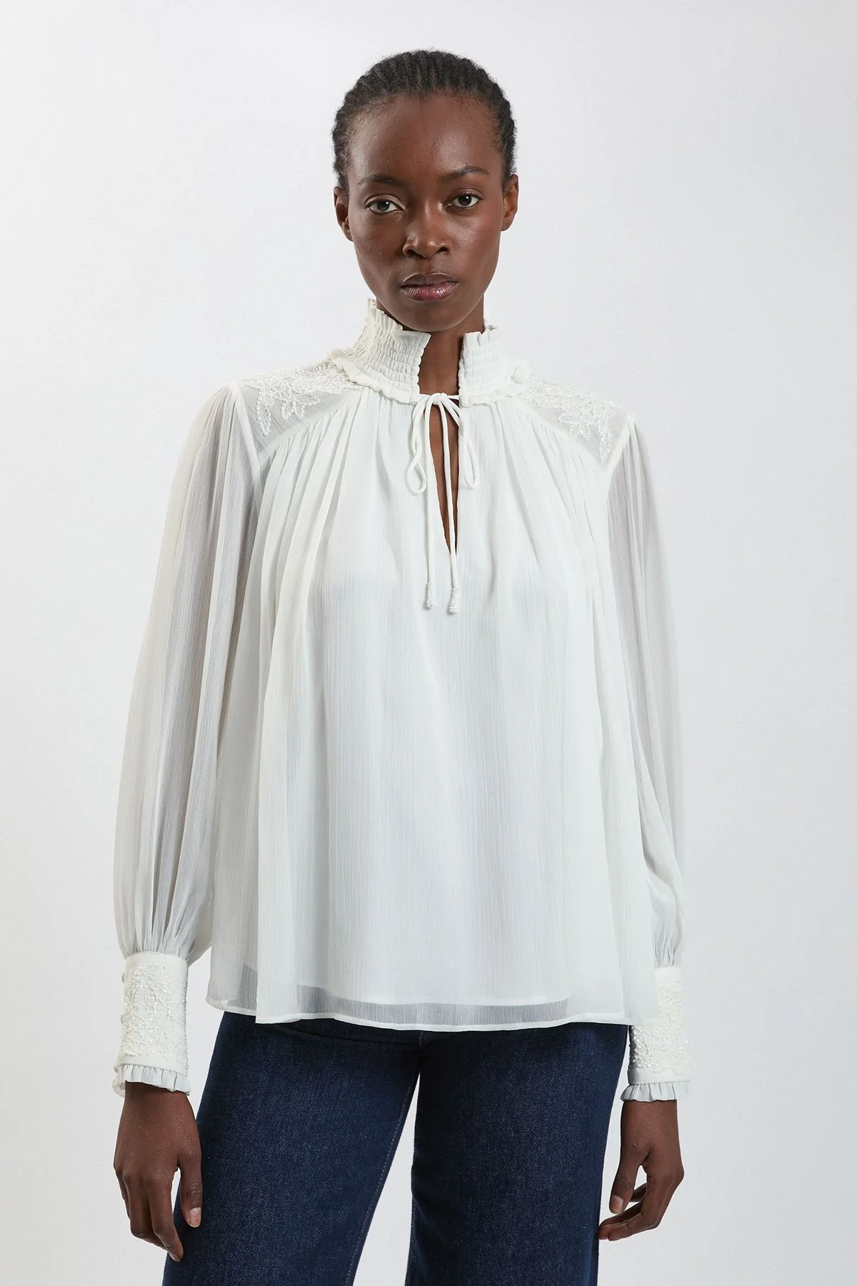 Hand Embellished Georgette Blouse - 1