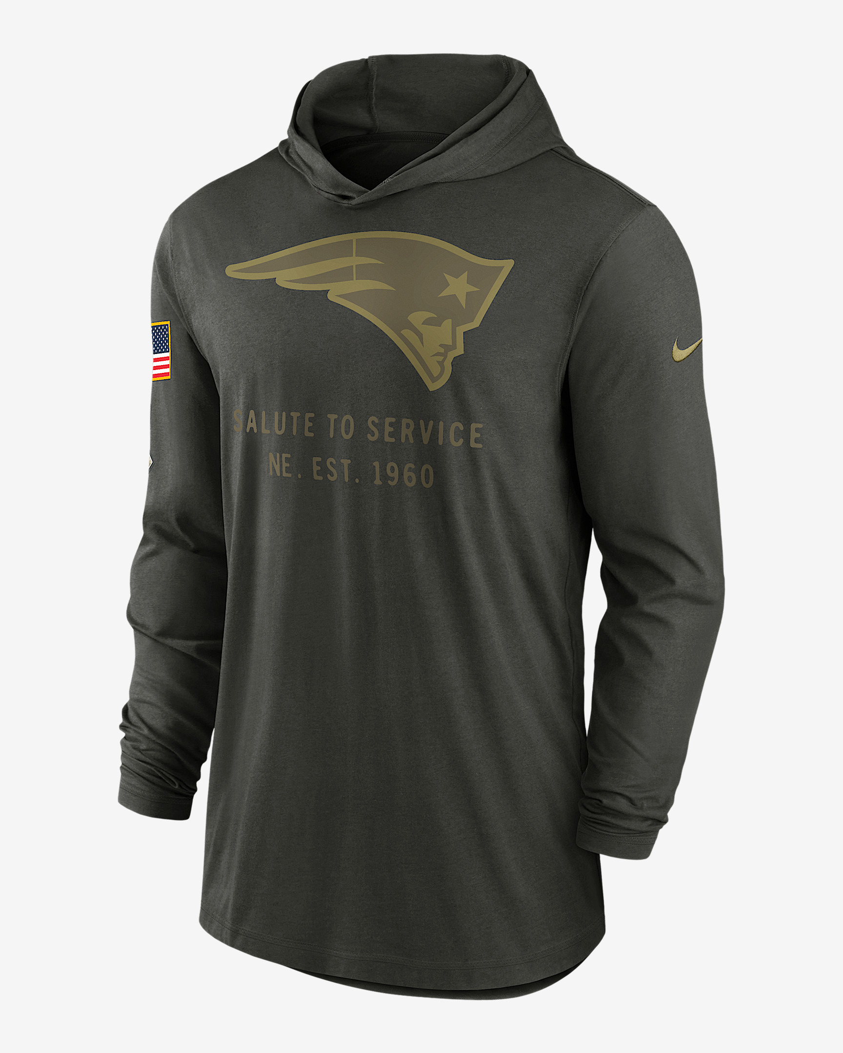 New England Patriots Salute to Service Sideline Men’s Nike Dri-FIT NFL Long-Sleeve Hooded Top - 1