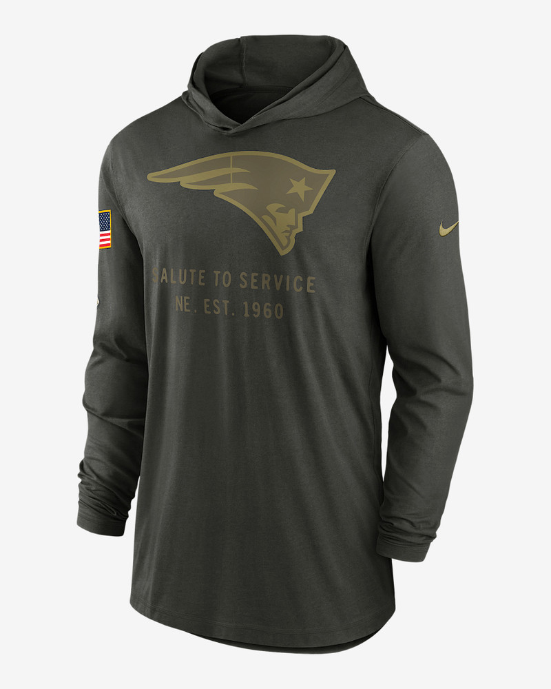 New England Patriots Salute to Service Sideline Men’s Nike Dri-FIT NFL Long-Sleeve Hooded Top 1