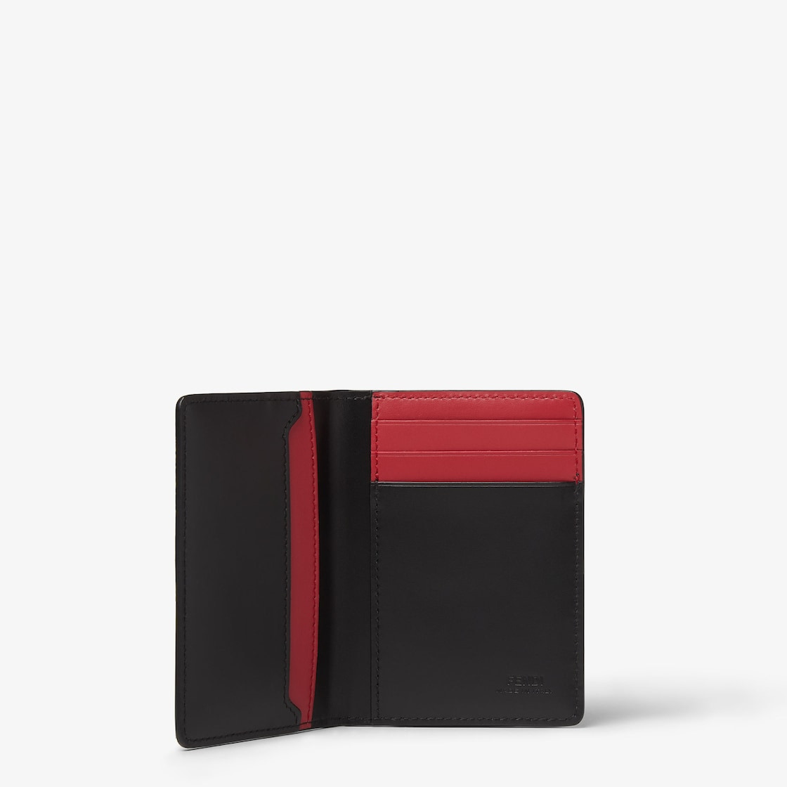 Compact bi-fold card holder with three inside card slots and one flat pocket inside and on the back. - 2