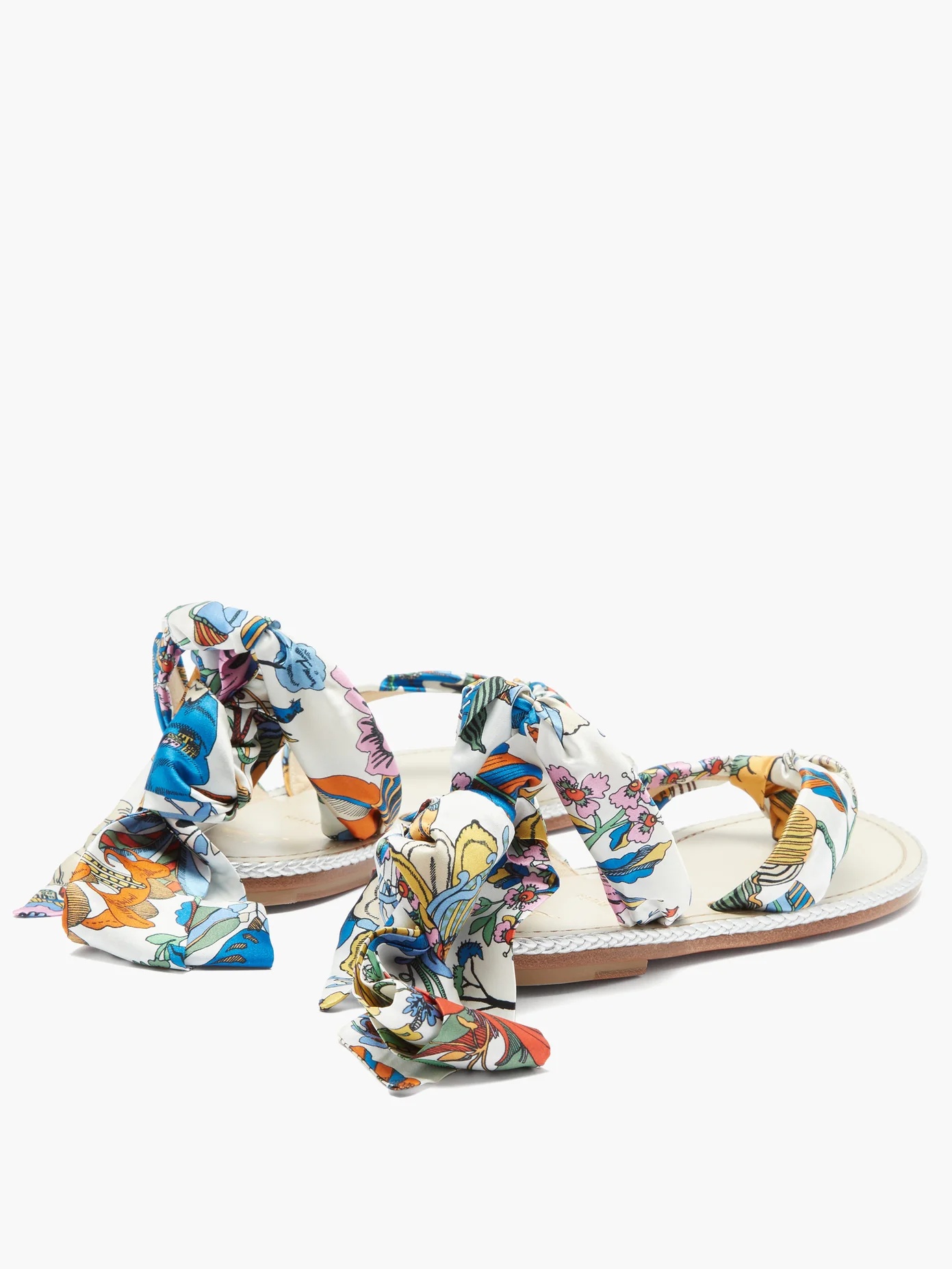 Spetsos Botanical-print satin sandals - 4