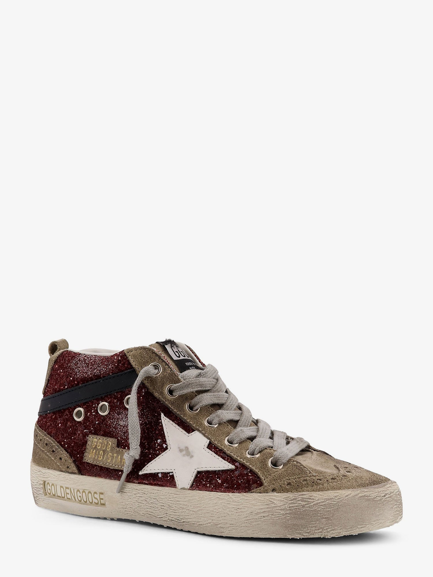 Mid Star Classic High-Top Suede Sneakers With Glitter Inserts - 2