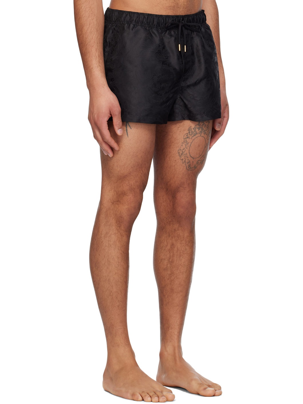 Black Barocco Jacquard Swim Shorts - 2