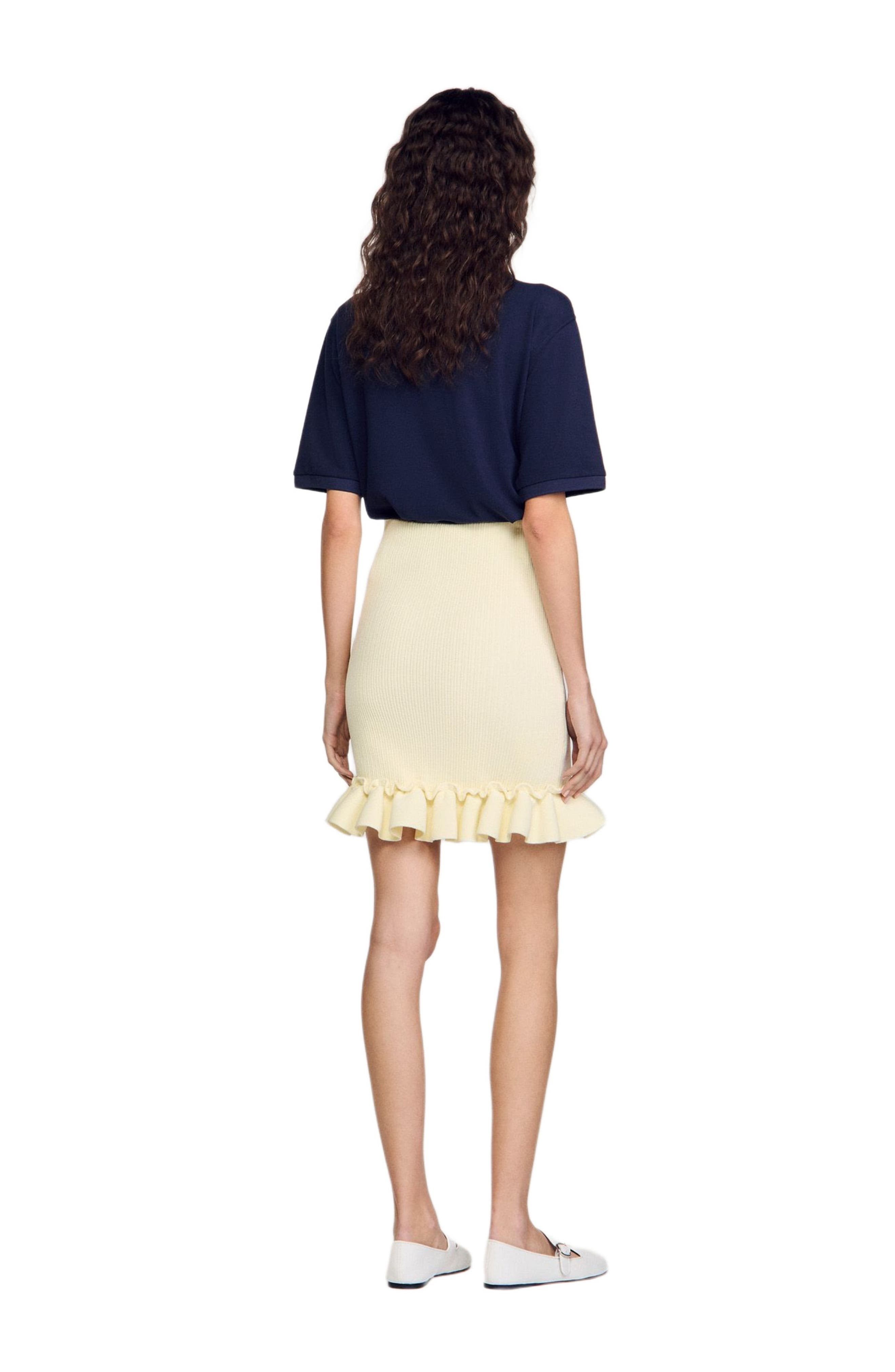 SANDRO Knitted skirt with ruffle in Light Yellow at Nordstrom - 2