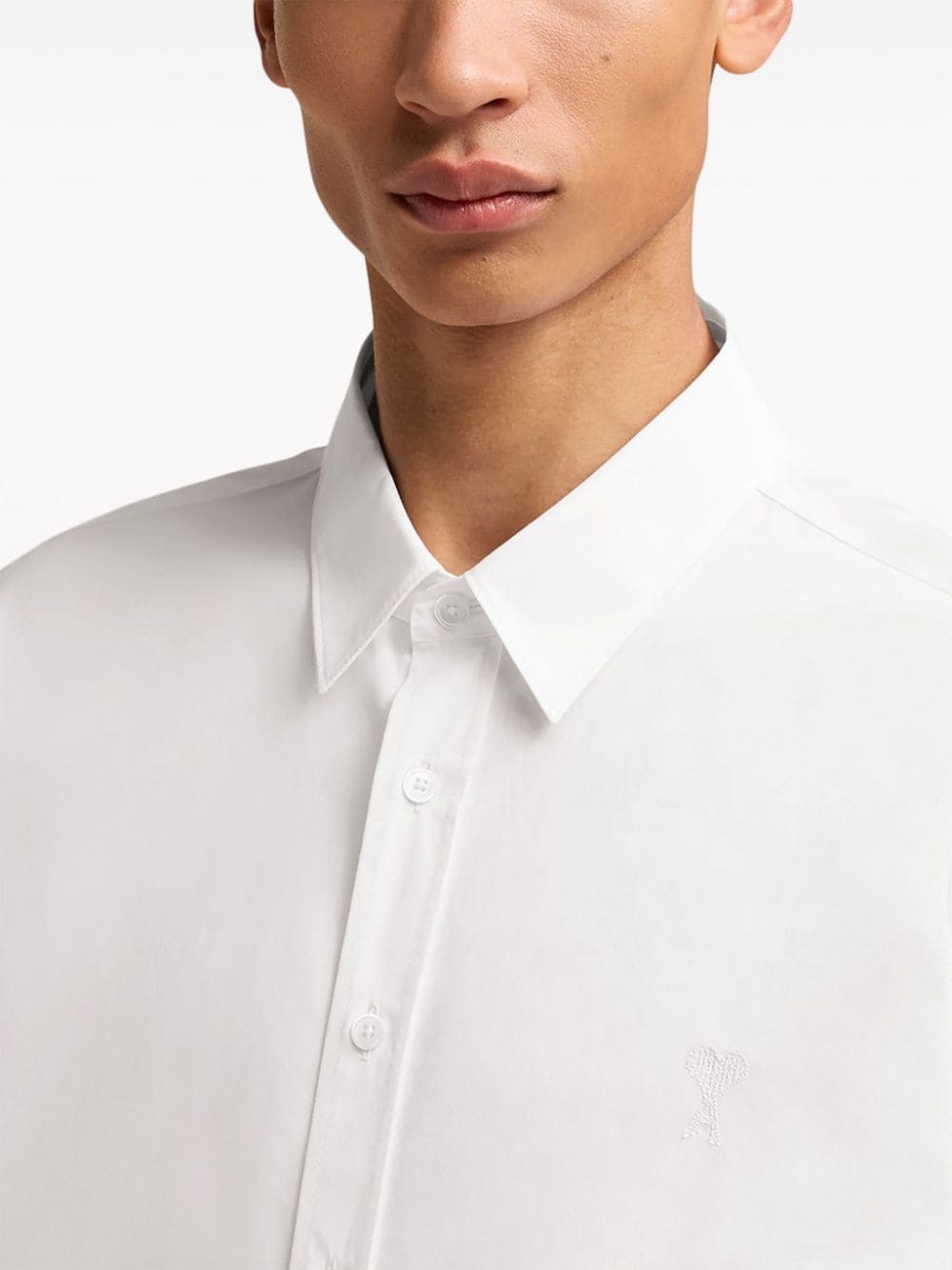 logo-embroidered cotton shirt - 4