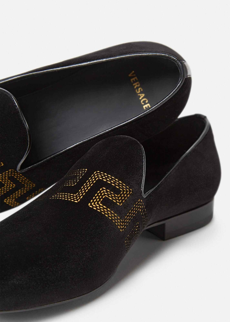 Greca Embroidered Velvet Loafers 3