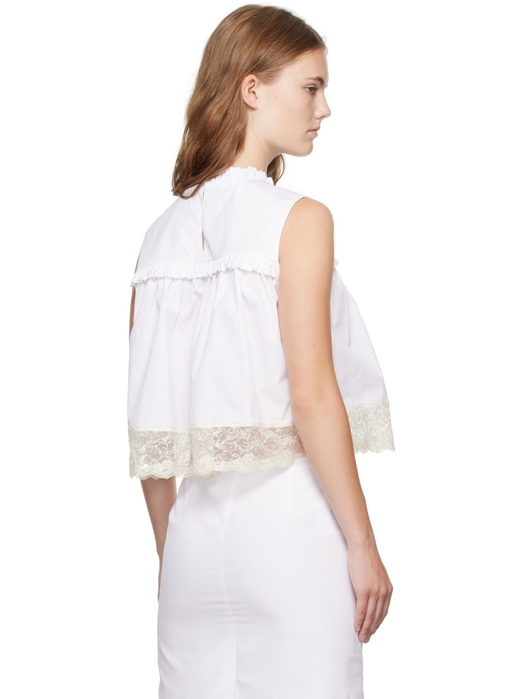White Lace Trim Blouse - 3