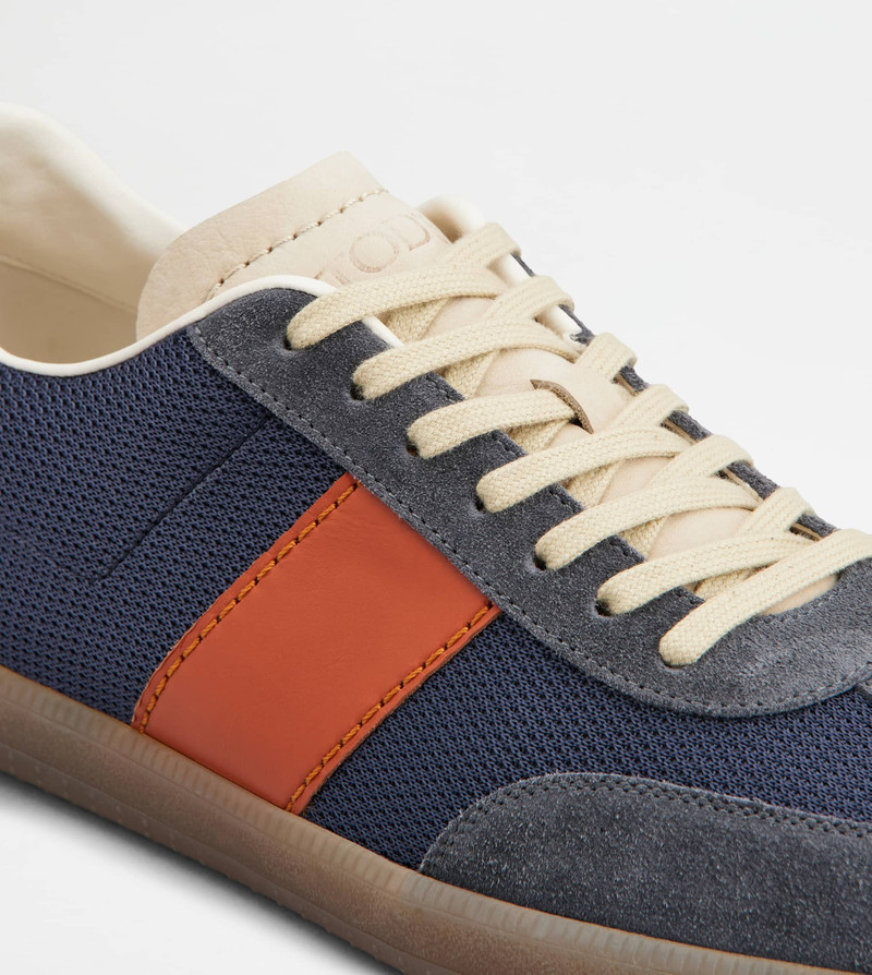 TOD'S TABS SNEAKERS IN SUEDE AND TECHNICAL FABRIC - BLUE, ORANGE, BEIGE 5