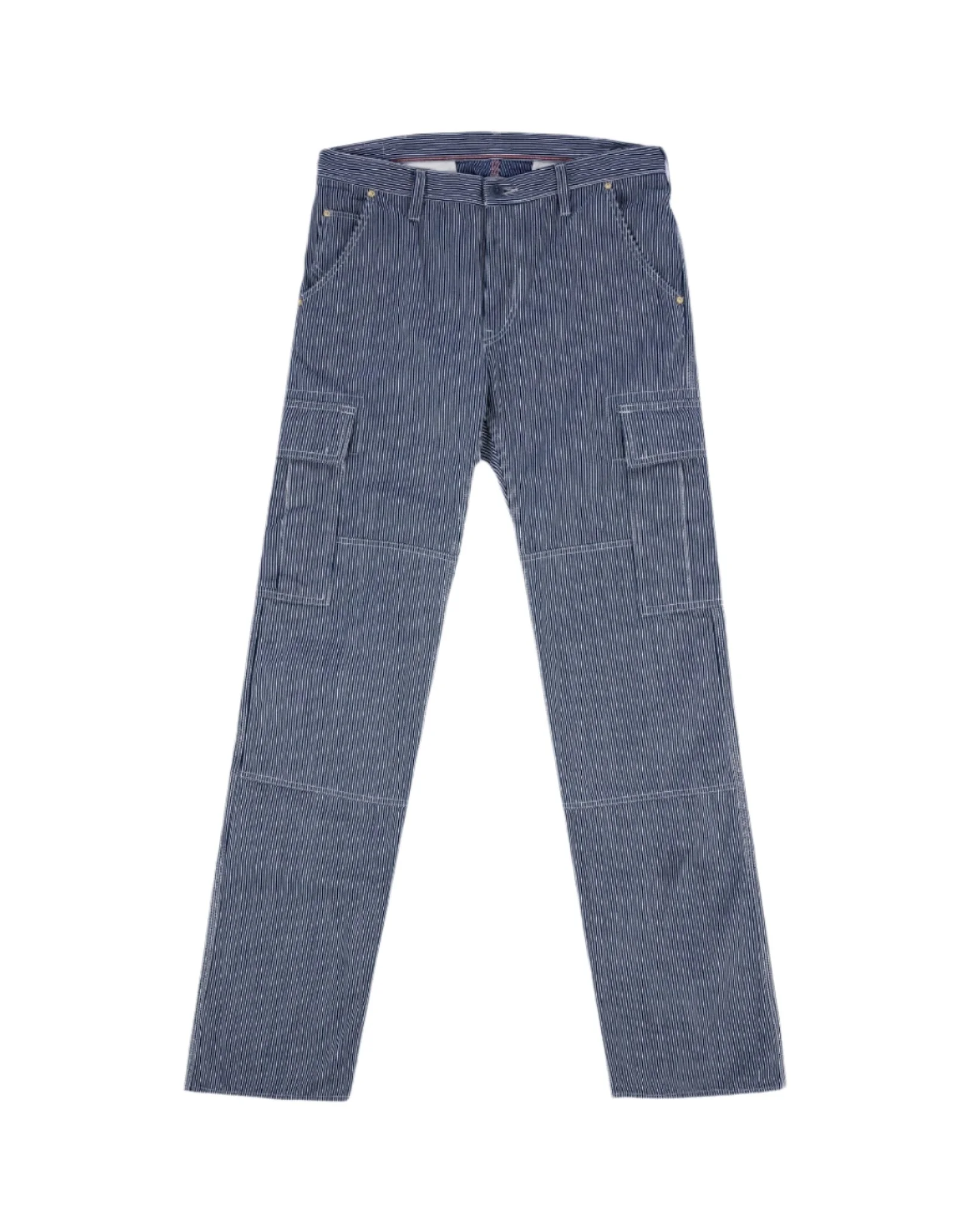 IH-739-IND 10.5oz Narrow Stripe Hickory Cargo Pants Indigo - 1