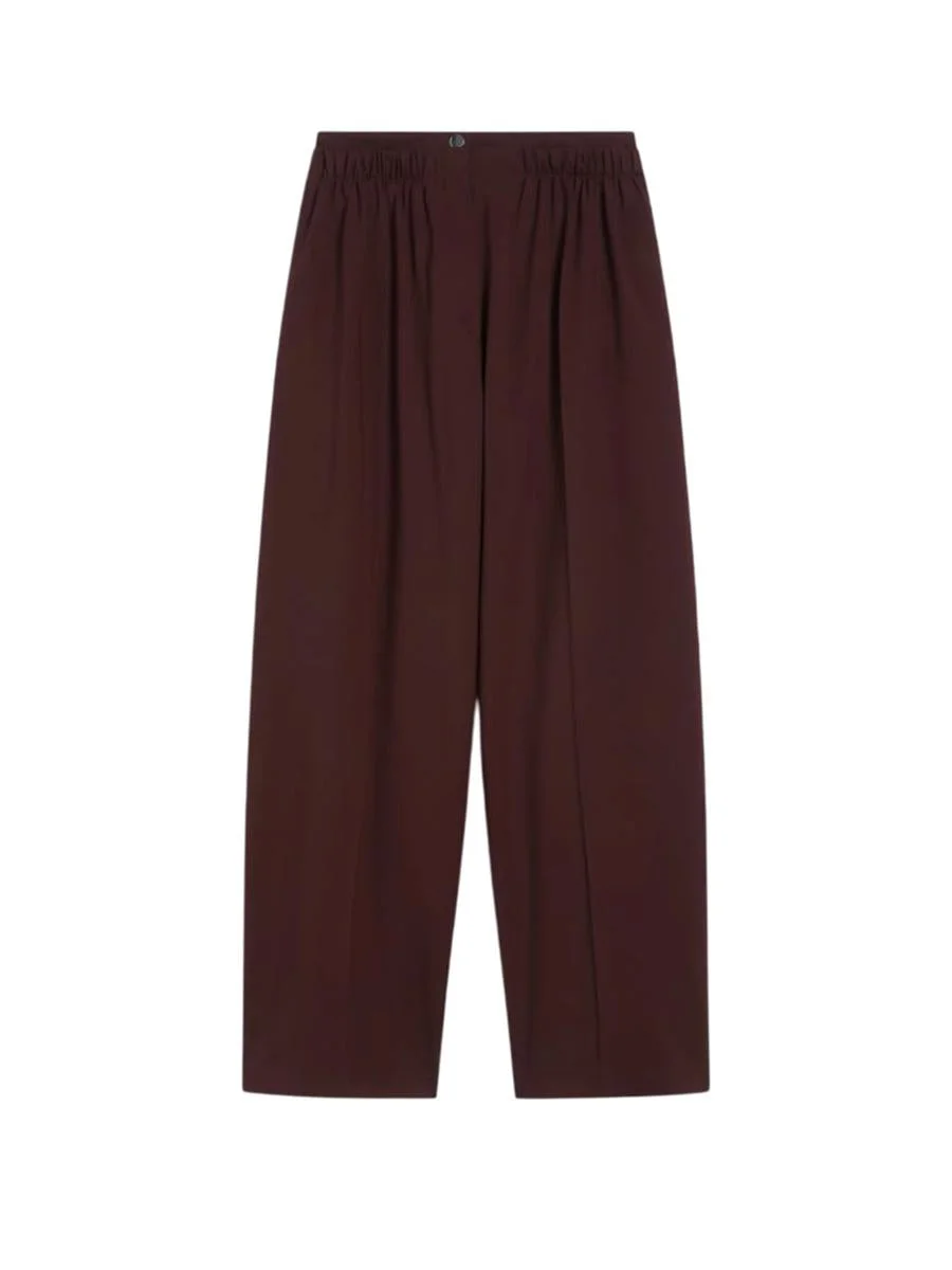 Sportmax Wide-Leg Stretch Wool Trousers - Wine - 1