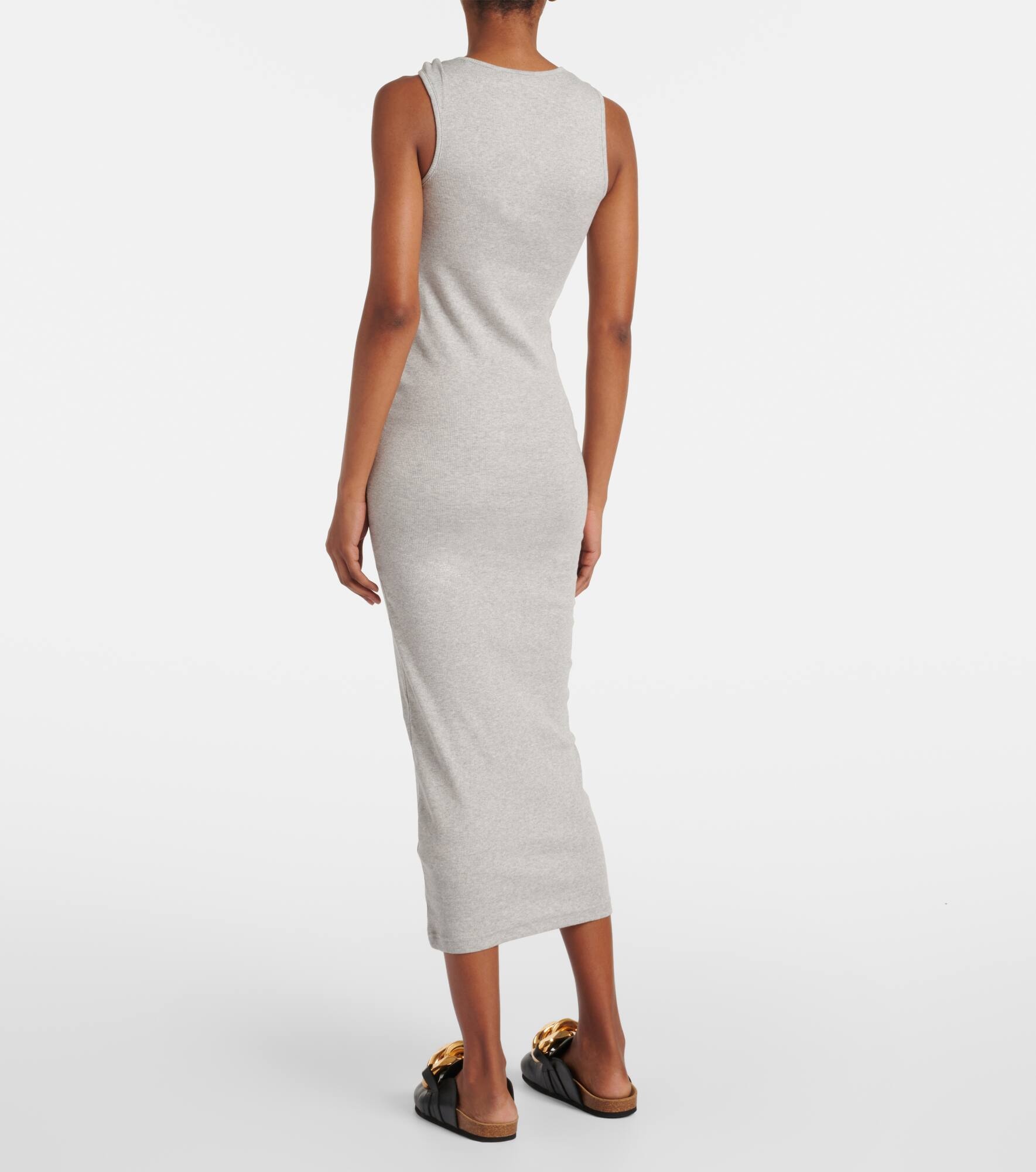 Logo embroidered cotton jersey maxi dress - 3