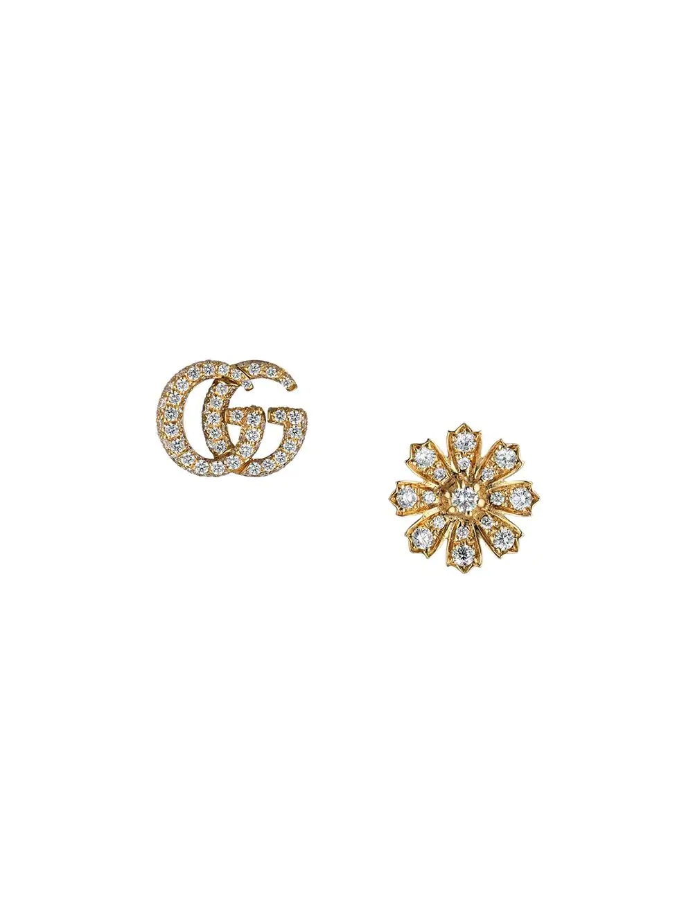 18kt yellow gold diamond Flora earrings - 1