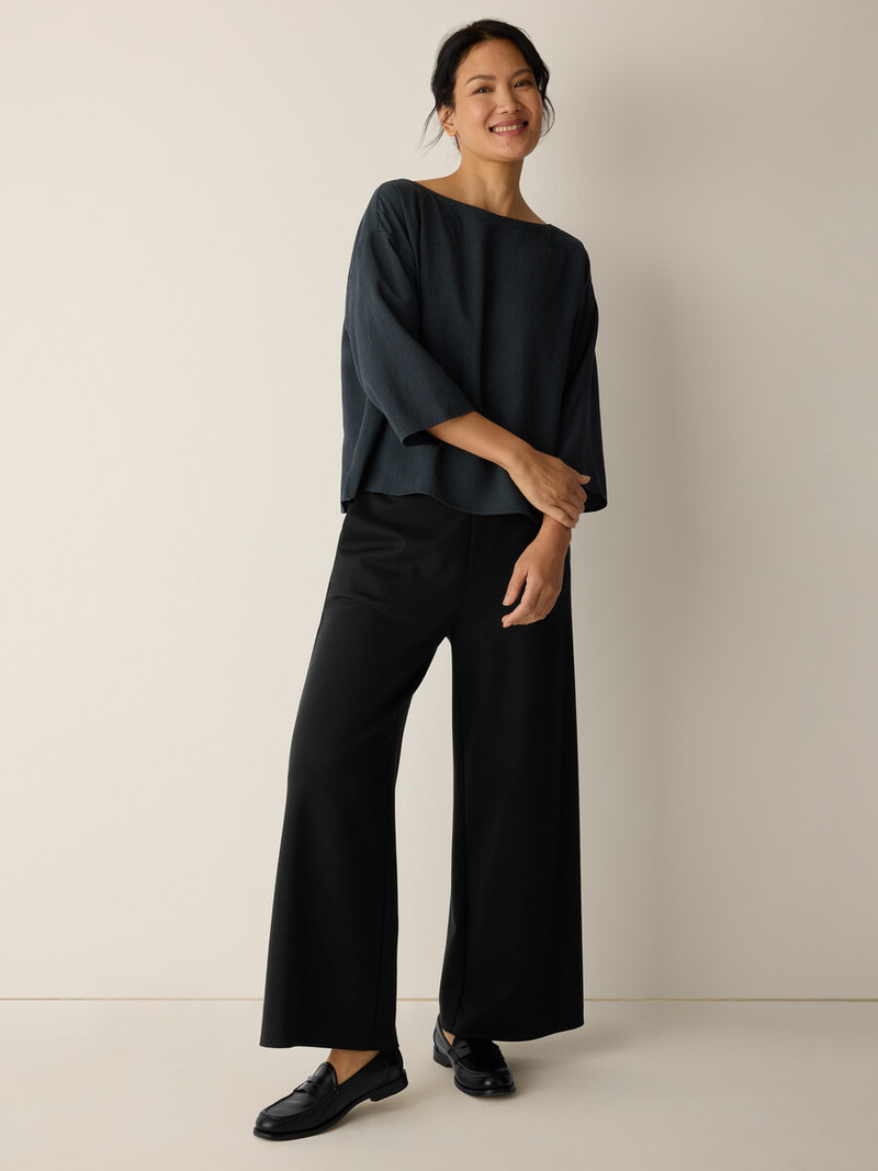 Mini Check Crepe Bateau Neck Box-Top 3