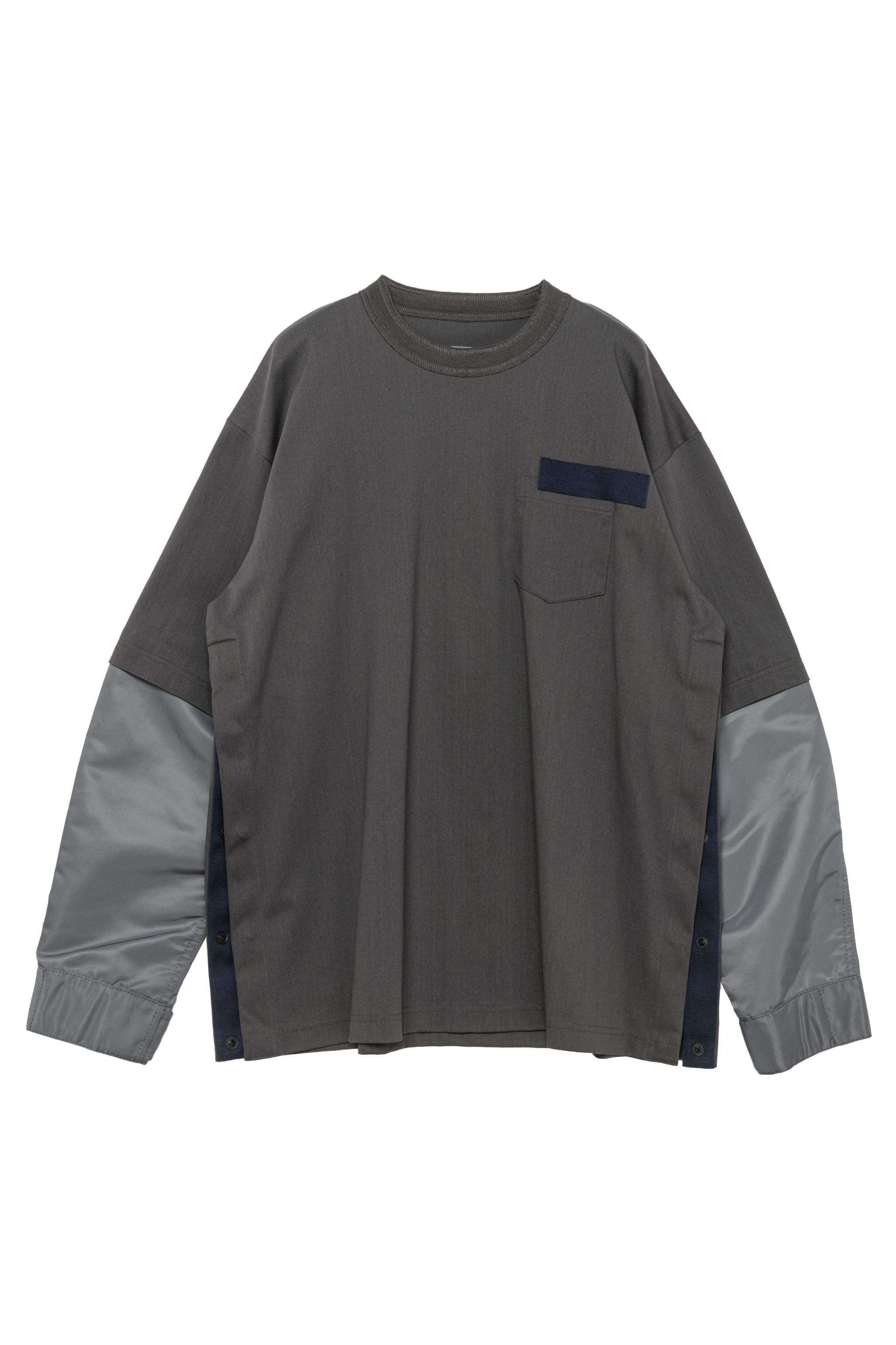 Nylon Twill x Cotton Jersey L/S T-Shirt - 2