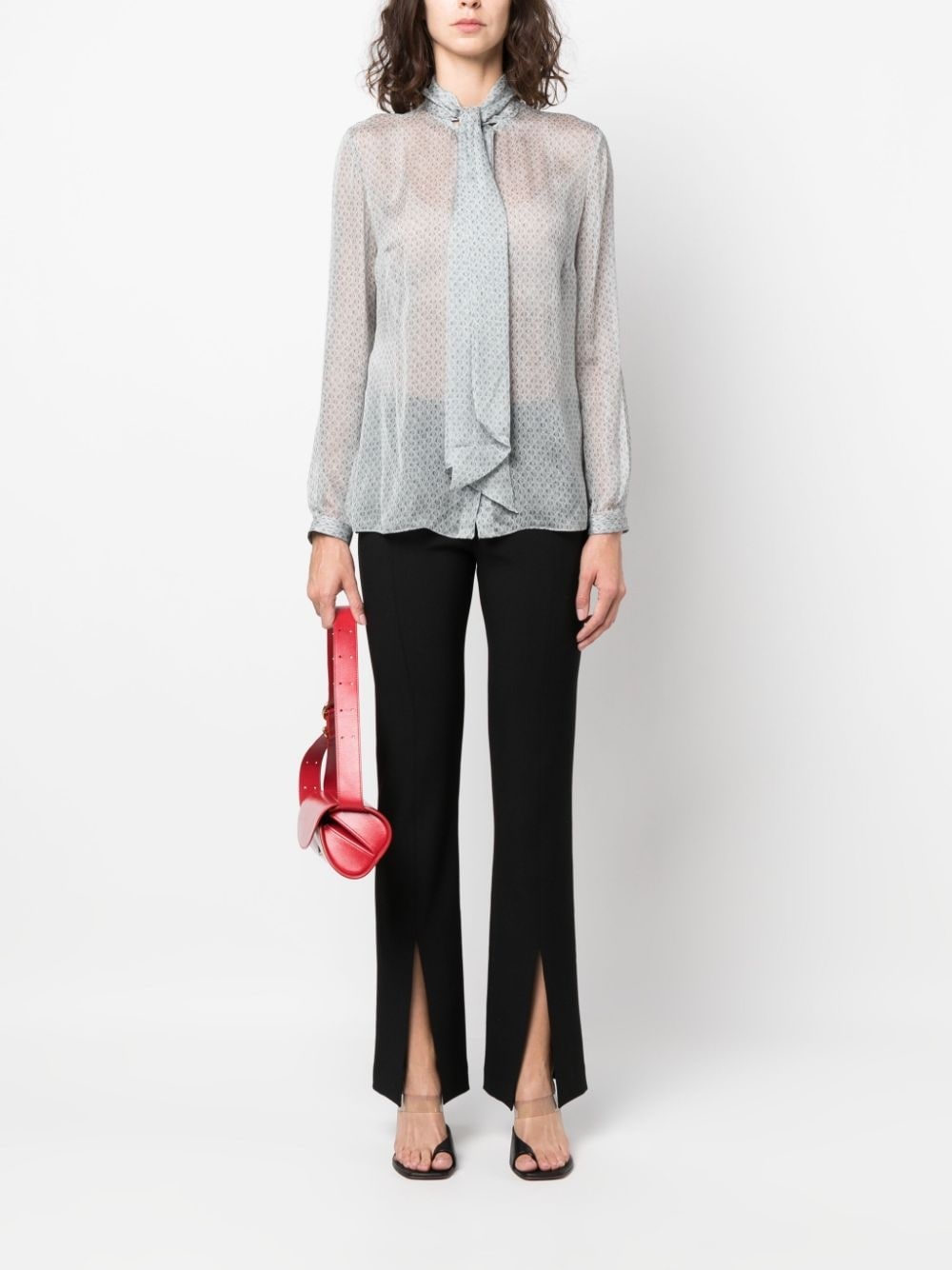 geometric-pattern silk blouse - 2