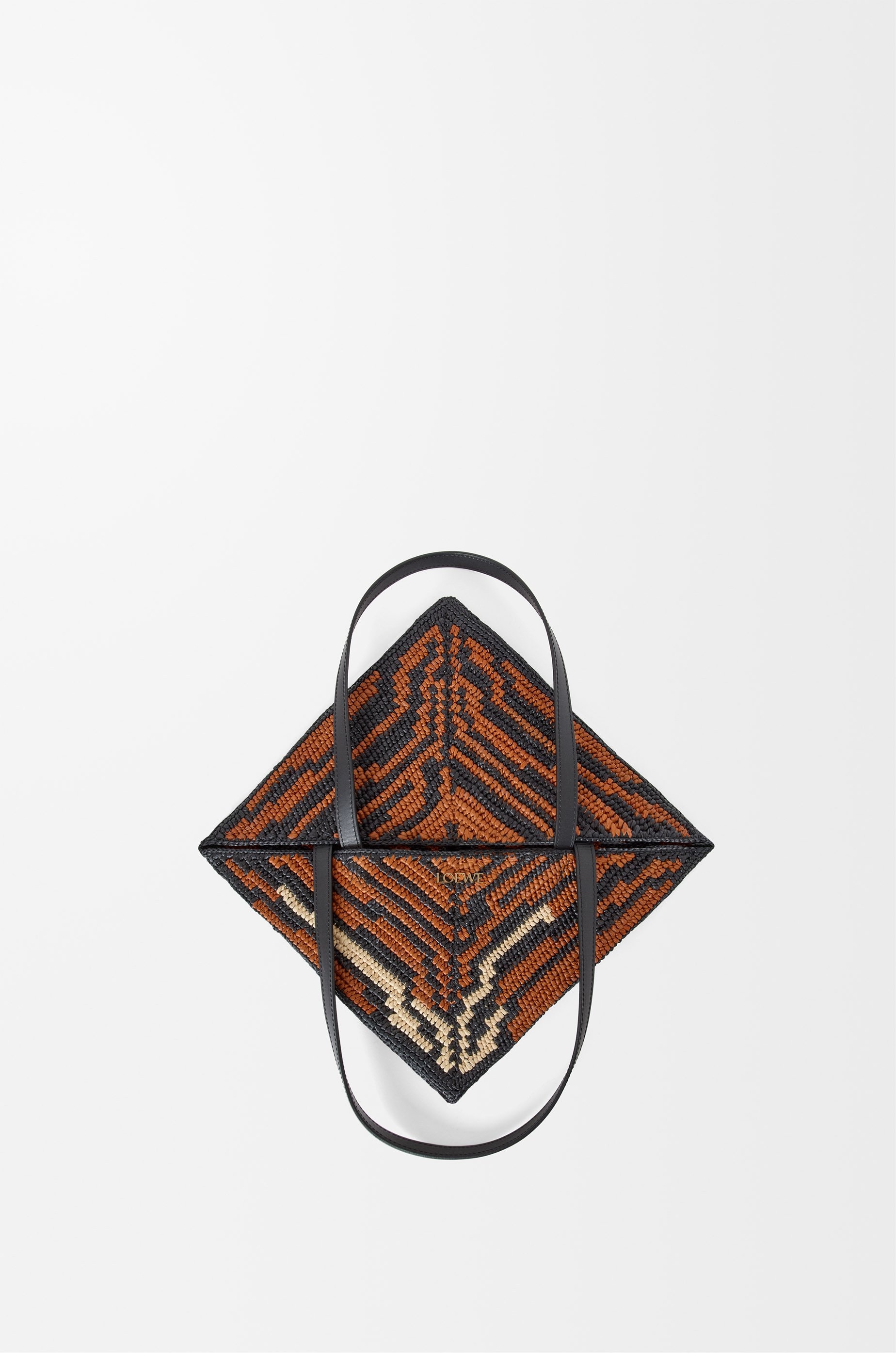 Medium Puzzle Fold Tote in raffia and calfskin - 8