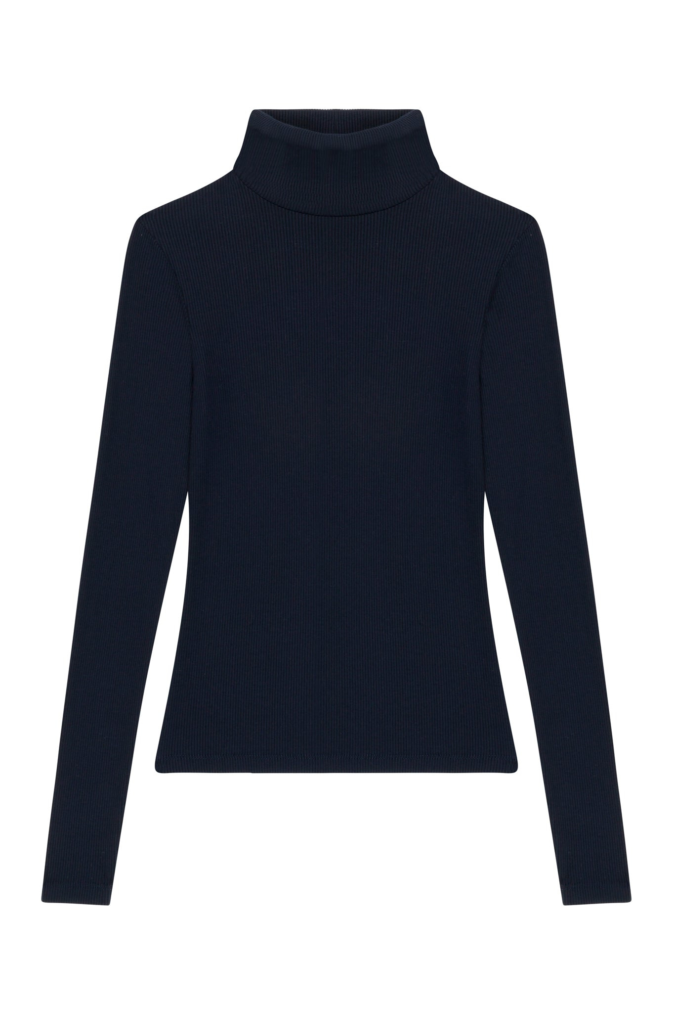 NAVY RIB LONG SLEEVE TURTLENECK - 5