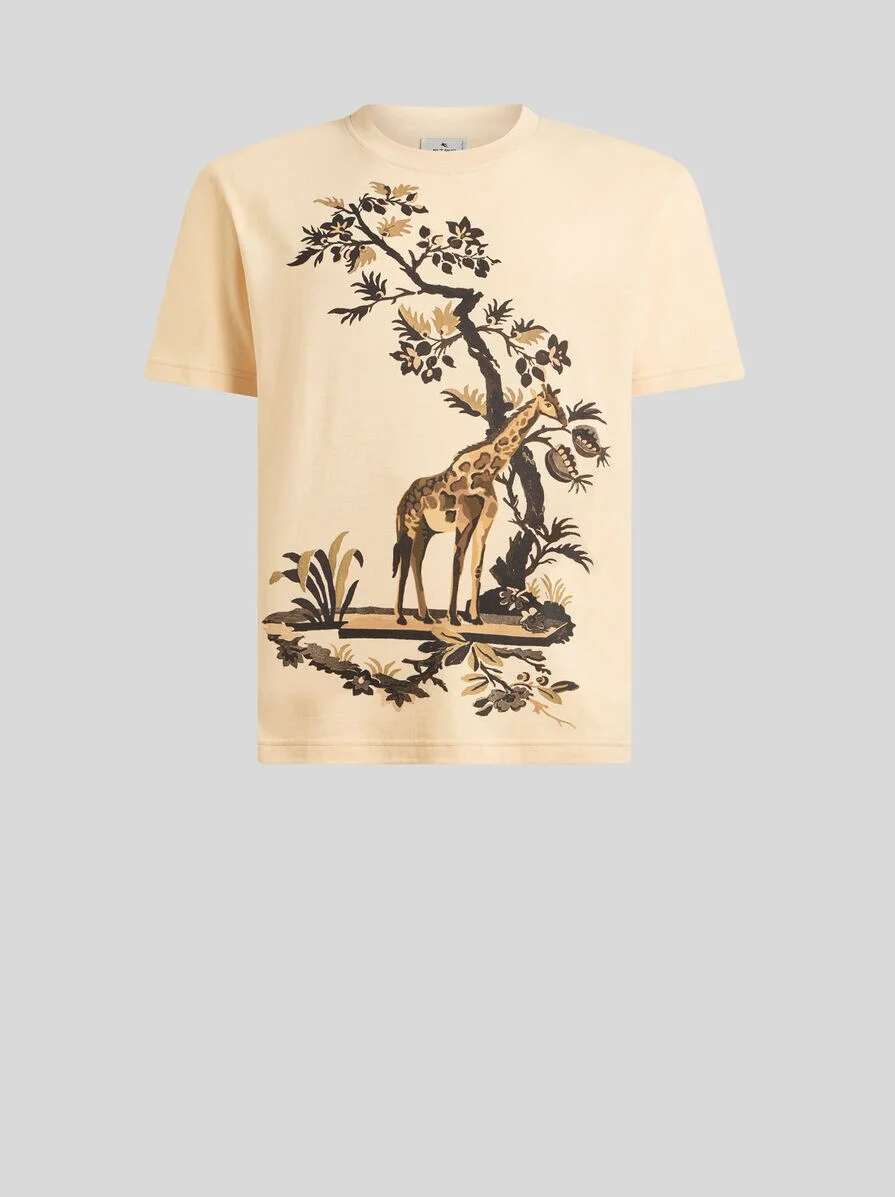COTTON JERSEY T-SHIRT WITH GIRAFFE PRINT - 1