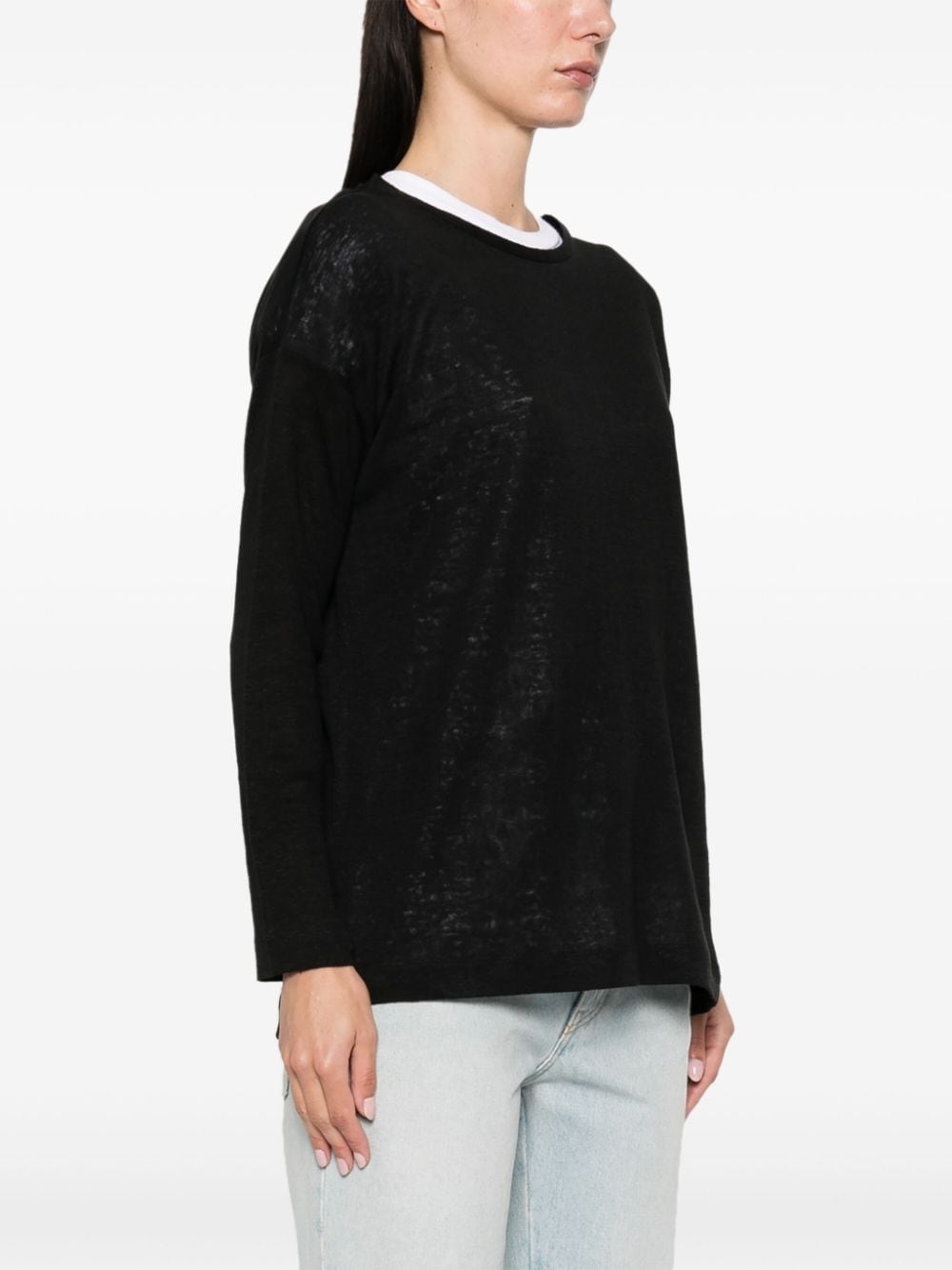 drop-shoulder linen jumper - 3
