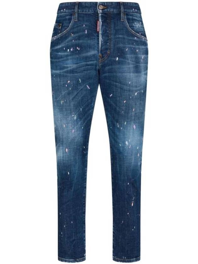 Pastel Spots Wash Skater Straight Jeans Blue - 1