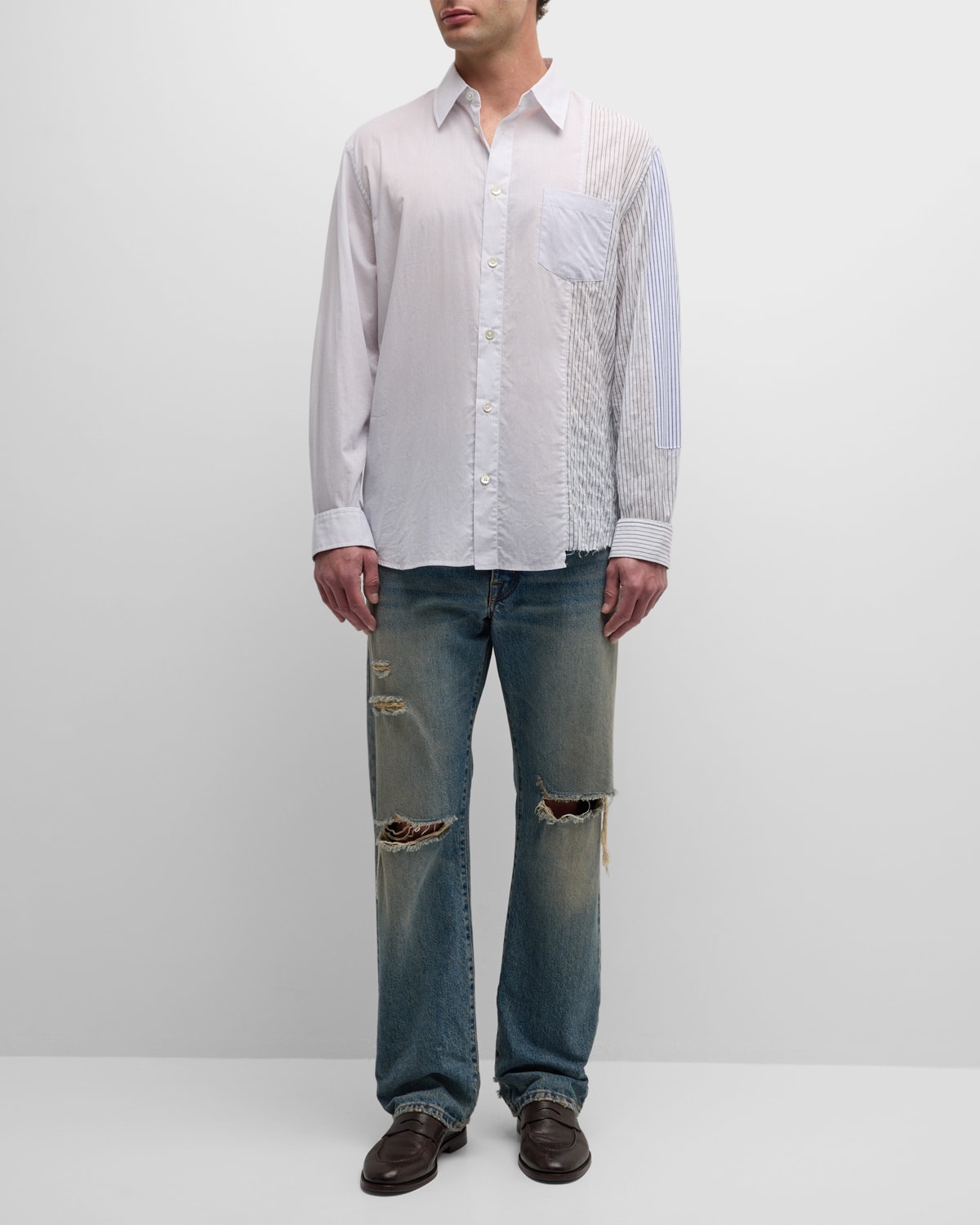 Men's Paneled Cloak Button-Down Shirt - 4