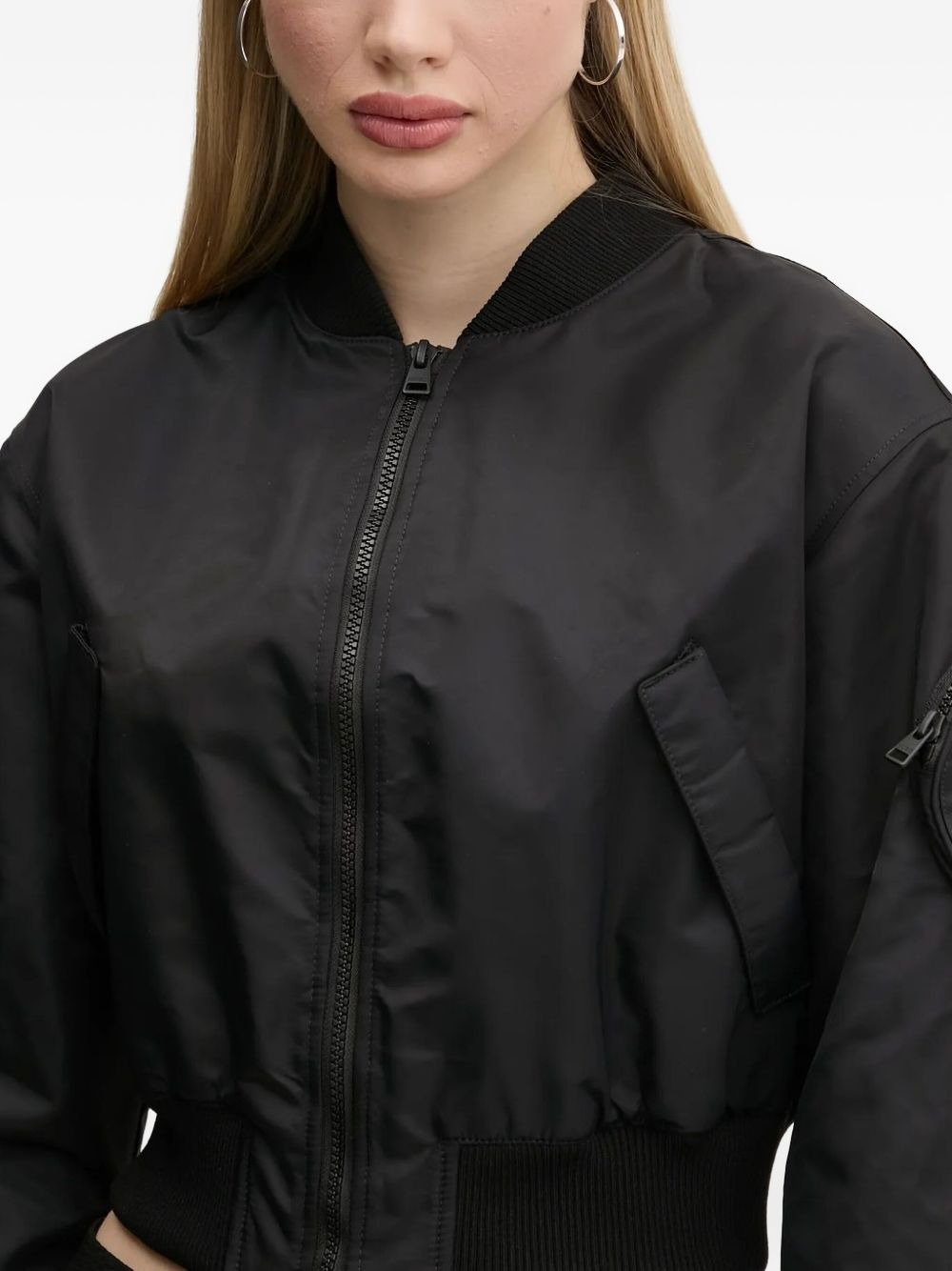 logo-embossed cropped bomber jacket - 2