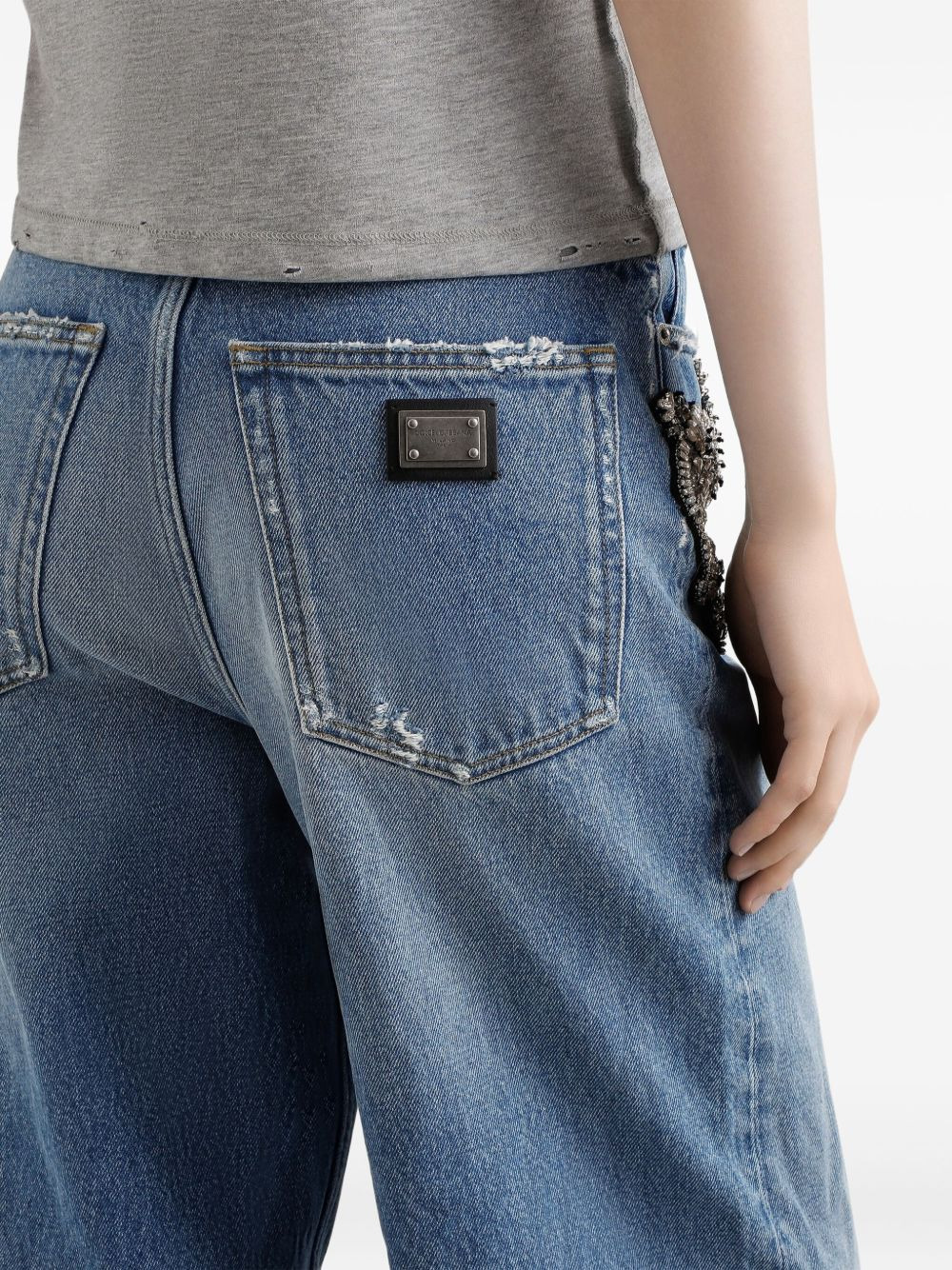 crystal-embellished jeans - 5