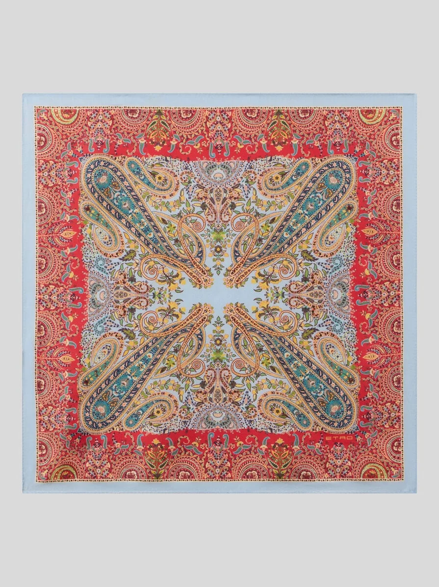 SILK POCKET SQUARE WITH MACRO PAISLEYS - 1