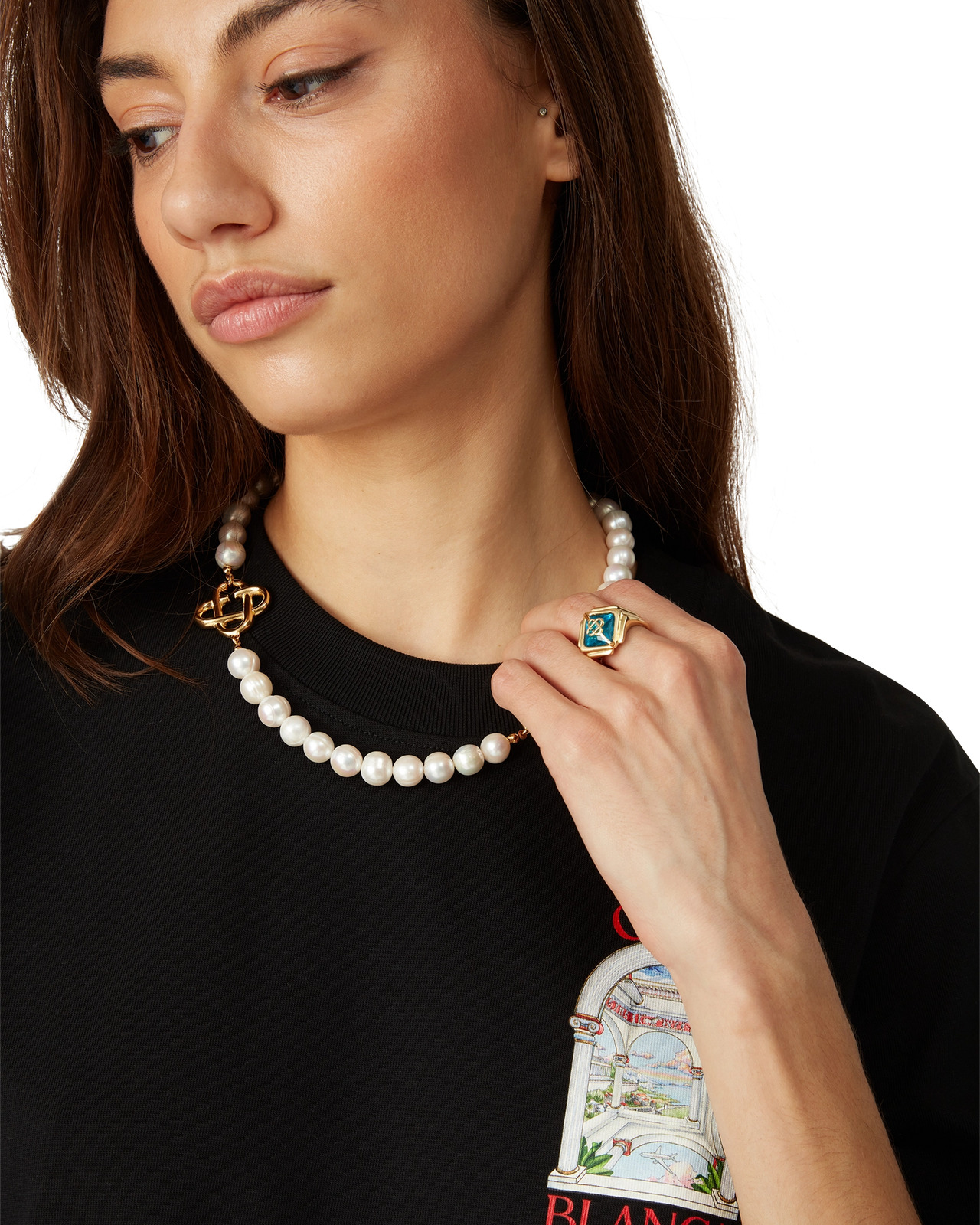 Medium Pearl Logo Necklace | Casablanca Paris - 3